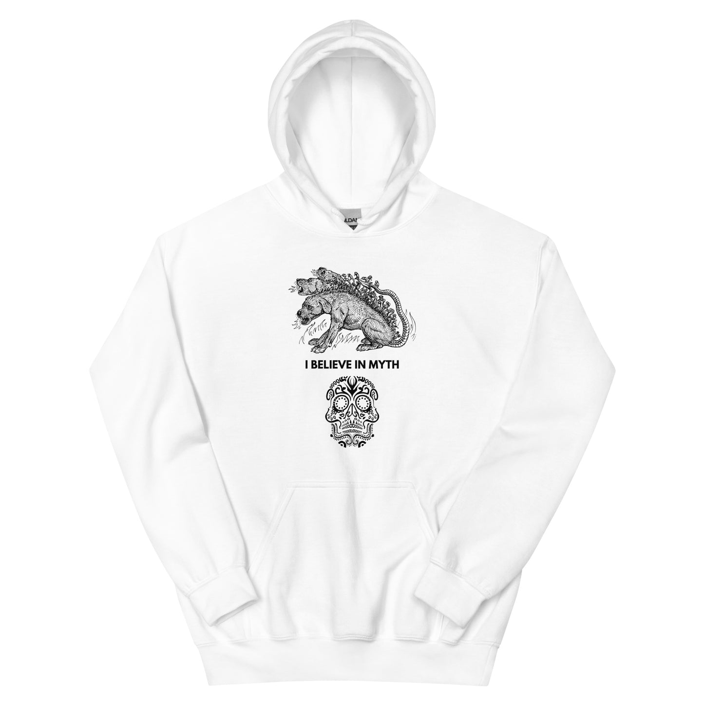 
                  
                    Believe In Myth White Hoodie | Stylish and Inspirational Hoodie with Quote
                  
                