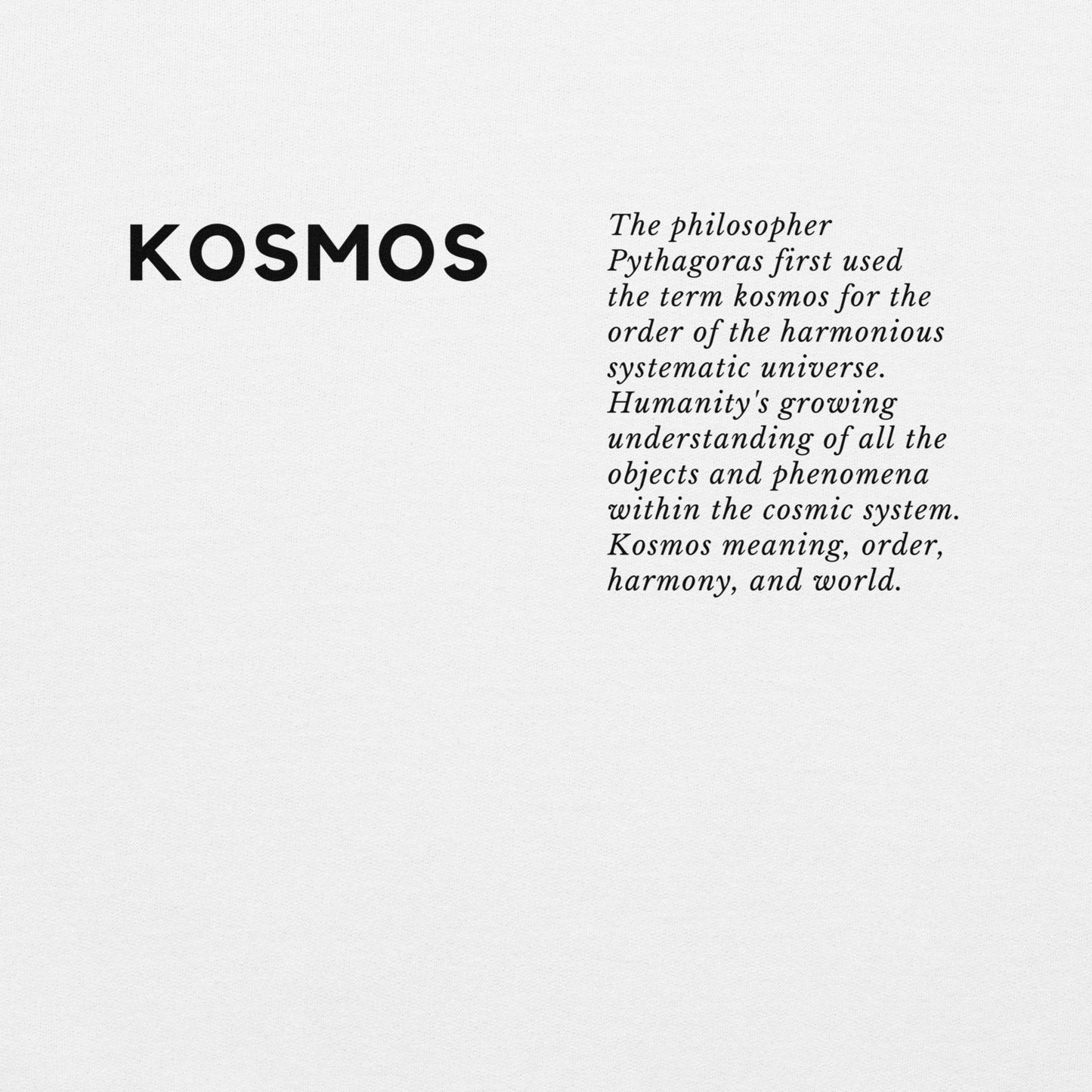 
                  
                    KOSMOS Unisex White Hoodie | Ancient Greek-Inspired
                  
                