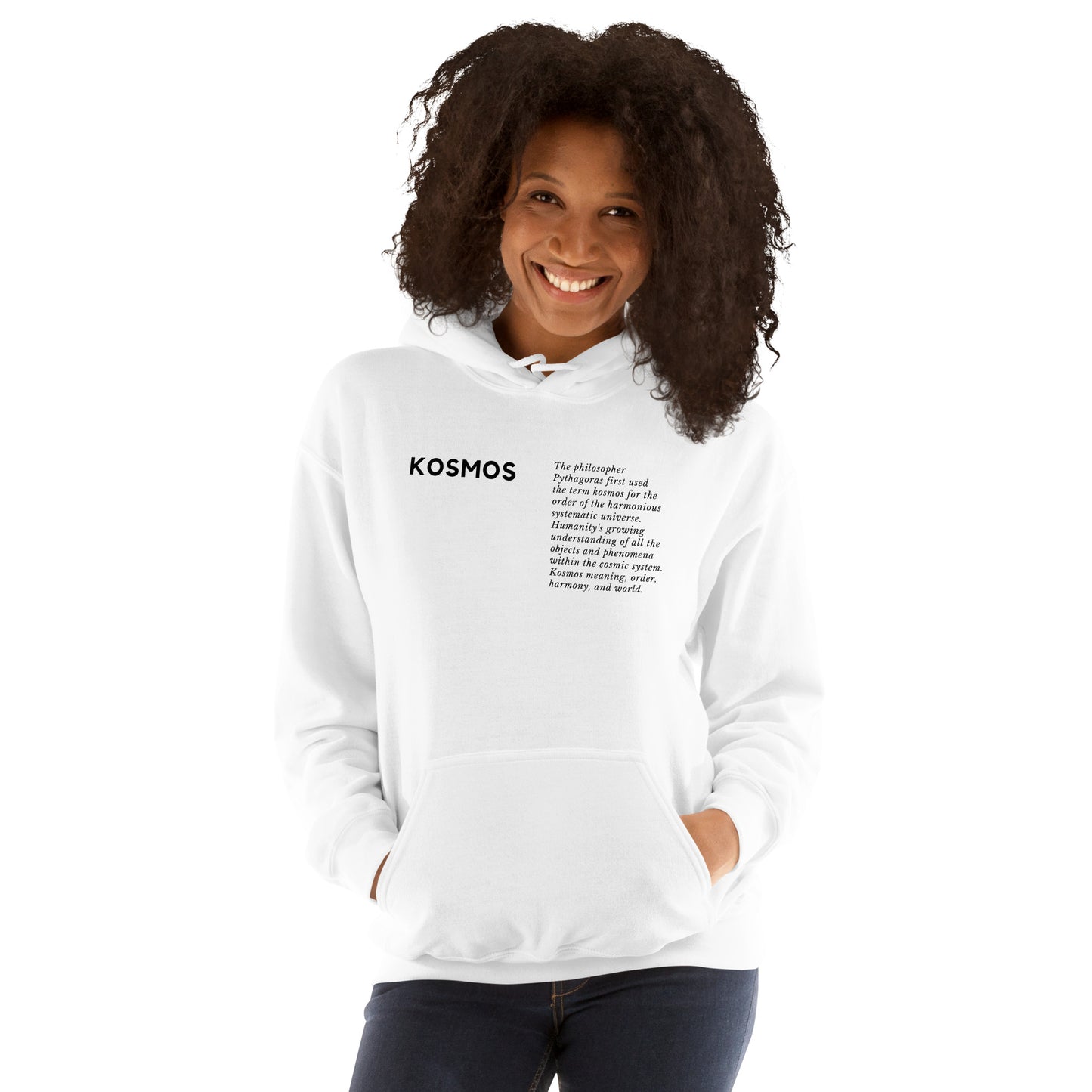 
                  
                    KOSMOS Unisex White Hoodie | Ancient Greek-Inspired
                  
                