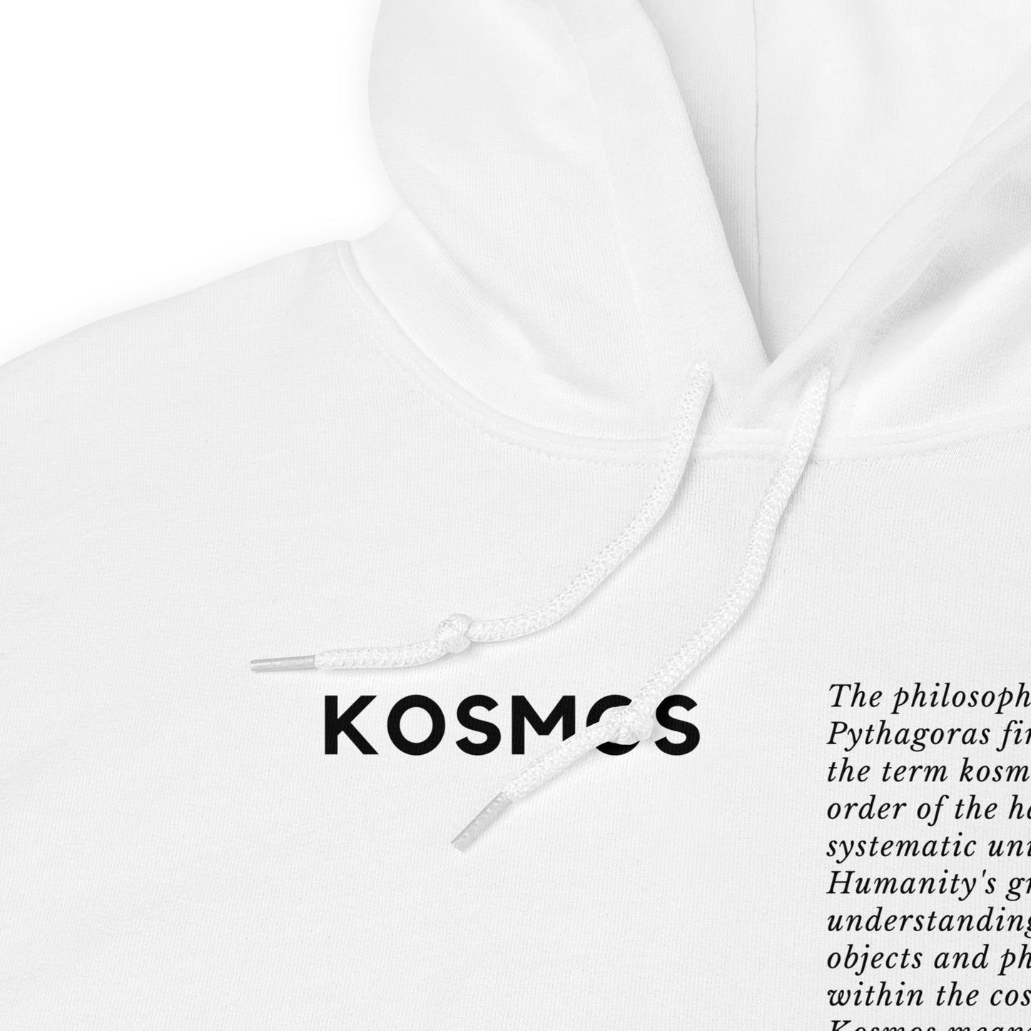 
                  
                    KOSMOS Unisex White Hoodie | Ancient Greek-Inspired
                  
                