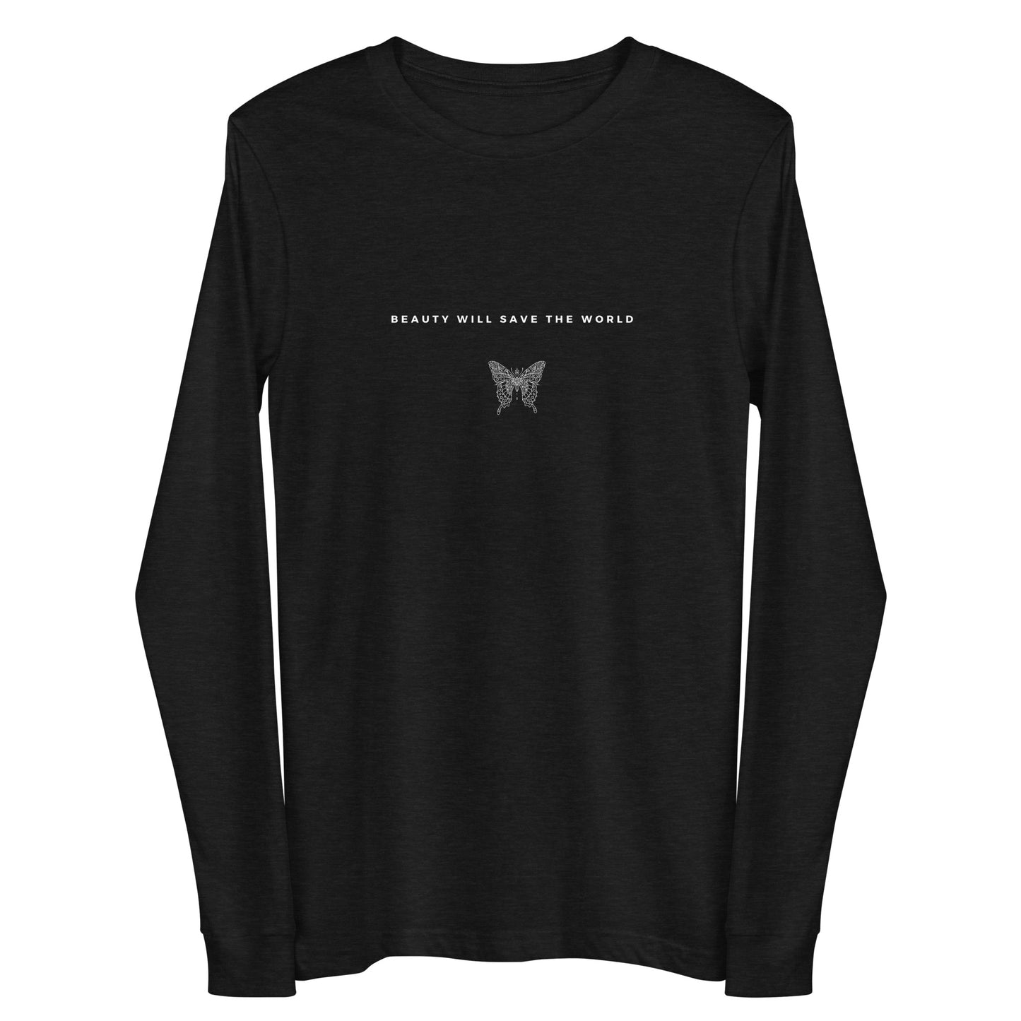 
                  
                    Butterfly Black Unisex Long Sleeve Tee | Inspiring Quote
                  
                