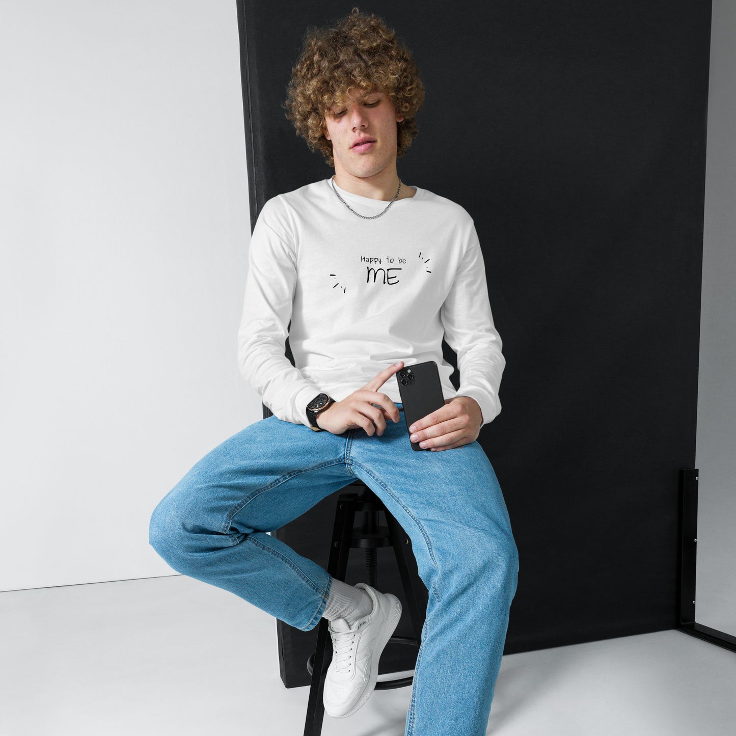 
                  
                    Happy To Be Me | White Unisex Long Sleeve Tee
                  
                