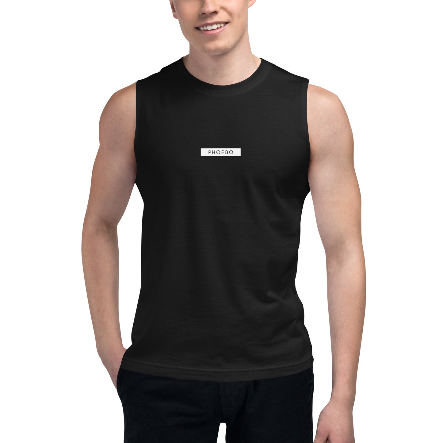 
                  
                    Phoebo Black Muscle Shirt | Sleek Fit for Active and Casual Wear
                  
                