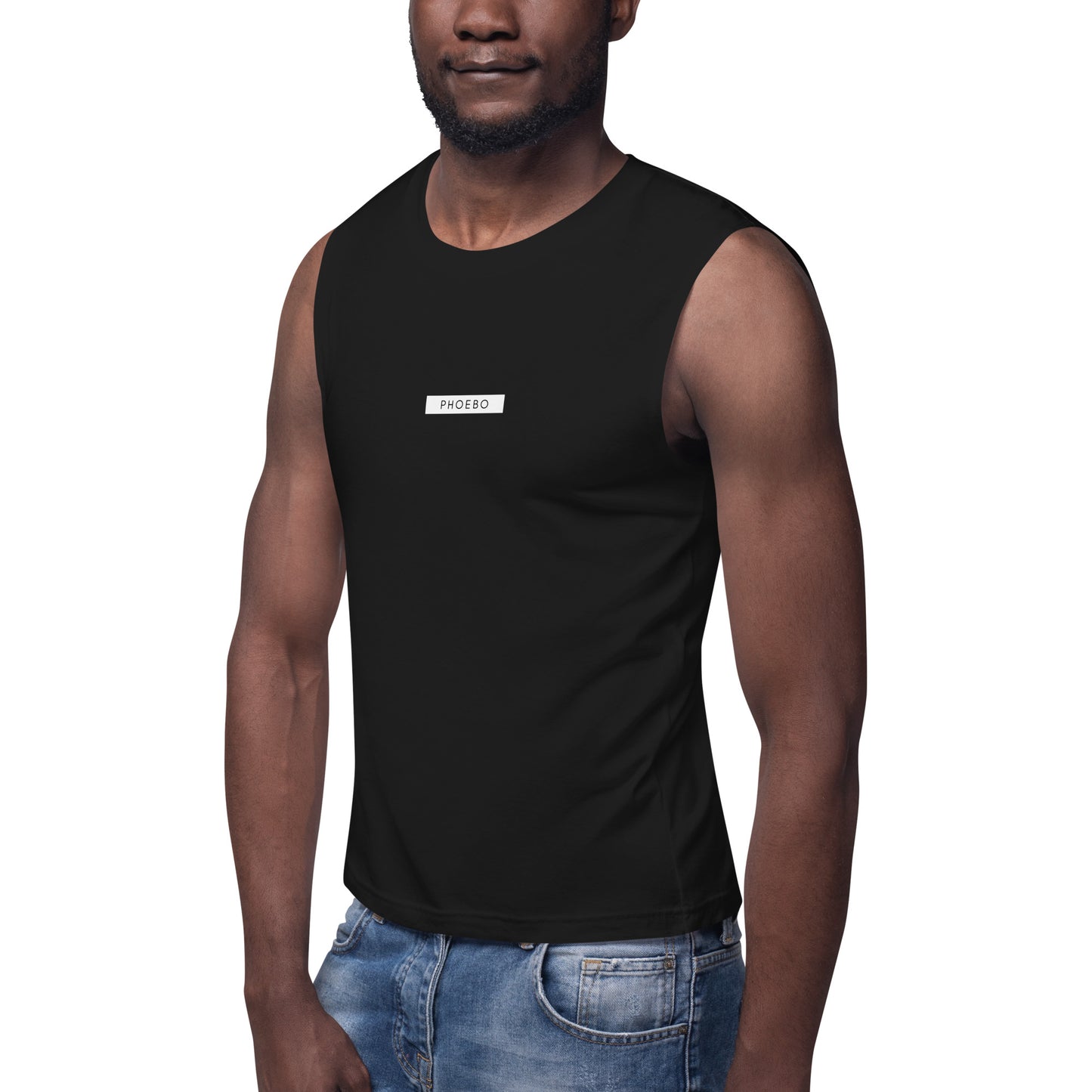 
                  
                    Phoebo Black Muscle Shirt | Sleek Fit for Active and Casual Wear
                  
                