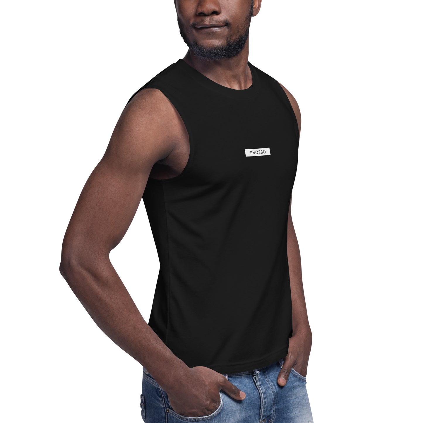 
                  
                    Phoebo Black Muscle Shirt | Sleek Fit for Active and Casual Wear
                  
                
