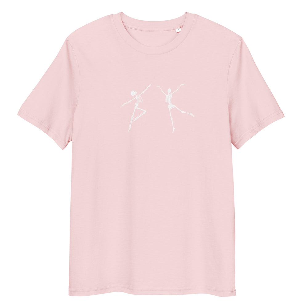 
                  
                    Pink Skeletons Unisex organic cotton t-shirt | White Skeleton Print
                  
                