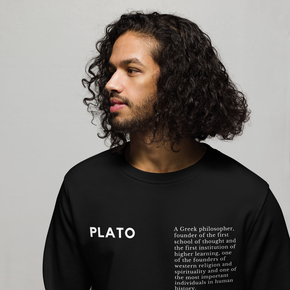 
                  
                    Plato Black organic sweatshirt | Plato Text Print
                  
                