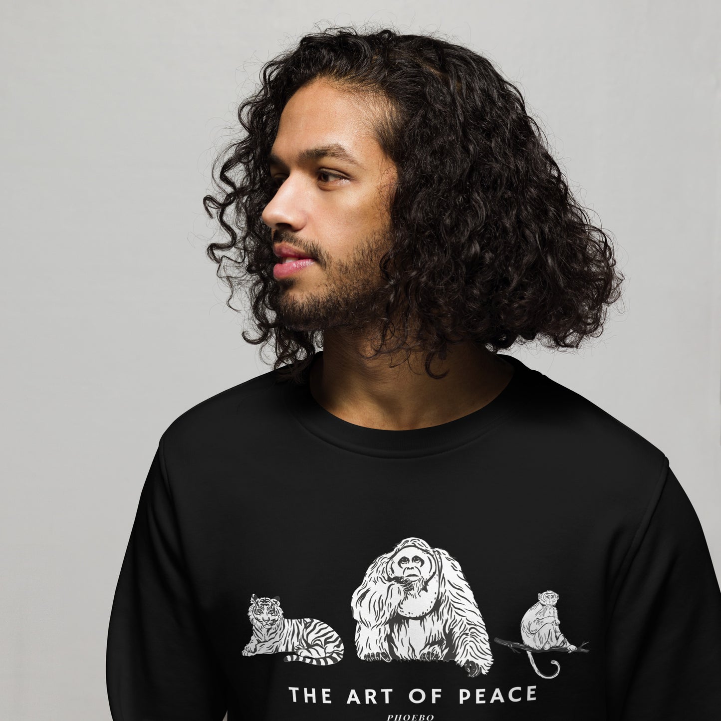 
                  
                    Black organic sweatshirt | Jungle Animals Print
                  
                