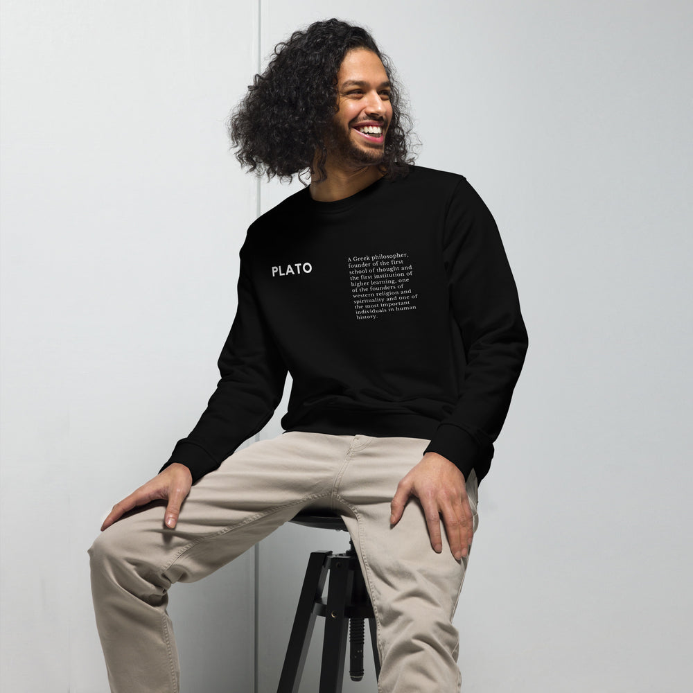 
                  
                    Plato Black organic sweatshirt | Plato Text Print
                  
                