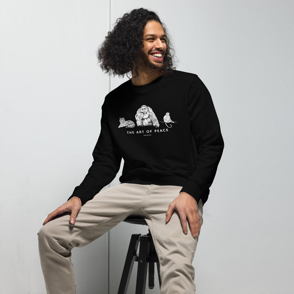 Black organic sweatshirt | Jungle Animals Print
