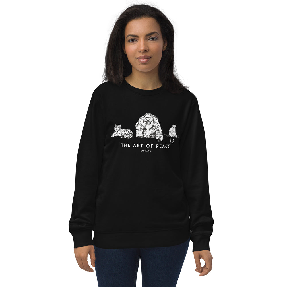 Black organic sweatshirt | Jungle Animals Print