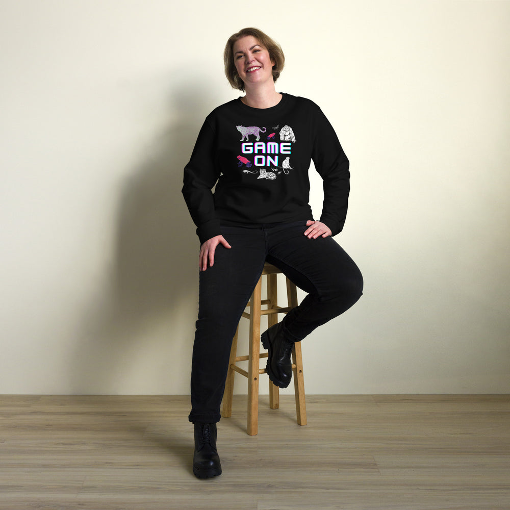 
                  
                    Game On Black Organic Sweatshirt | Sustainable Style for Gamers
                  
                