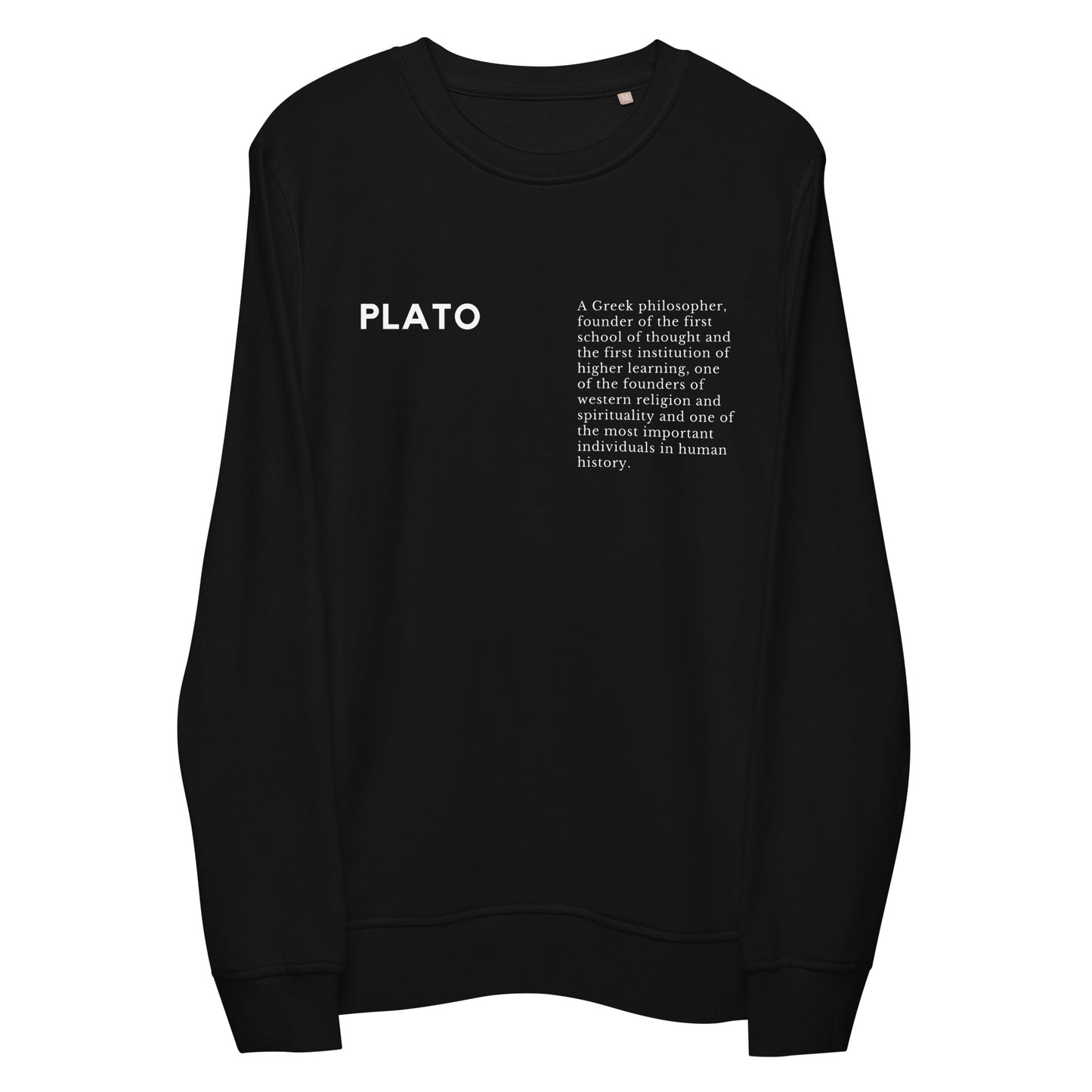 
                  
                    Philosopher Plato Black Unisex Organic Sweatshirt | Sustainable Style
                  
                