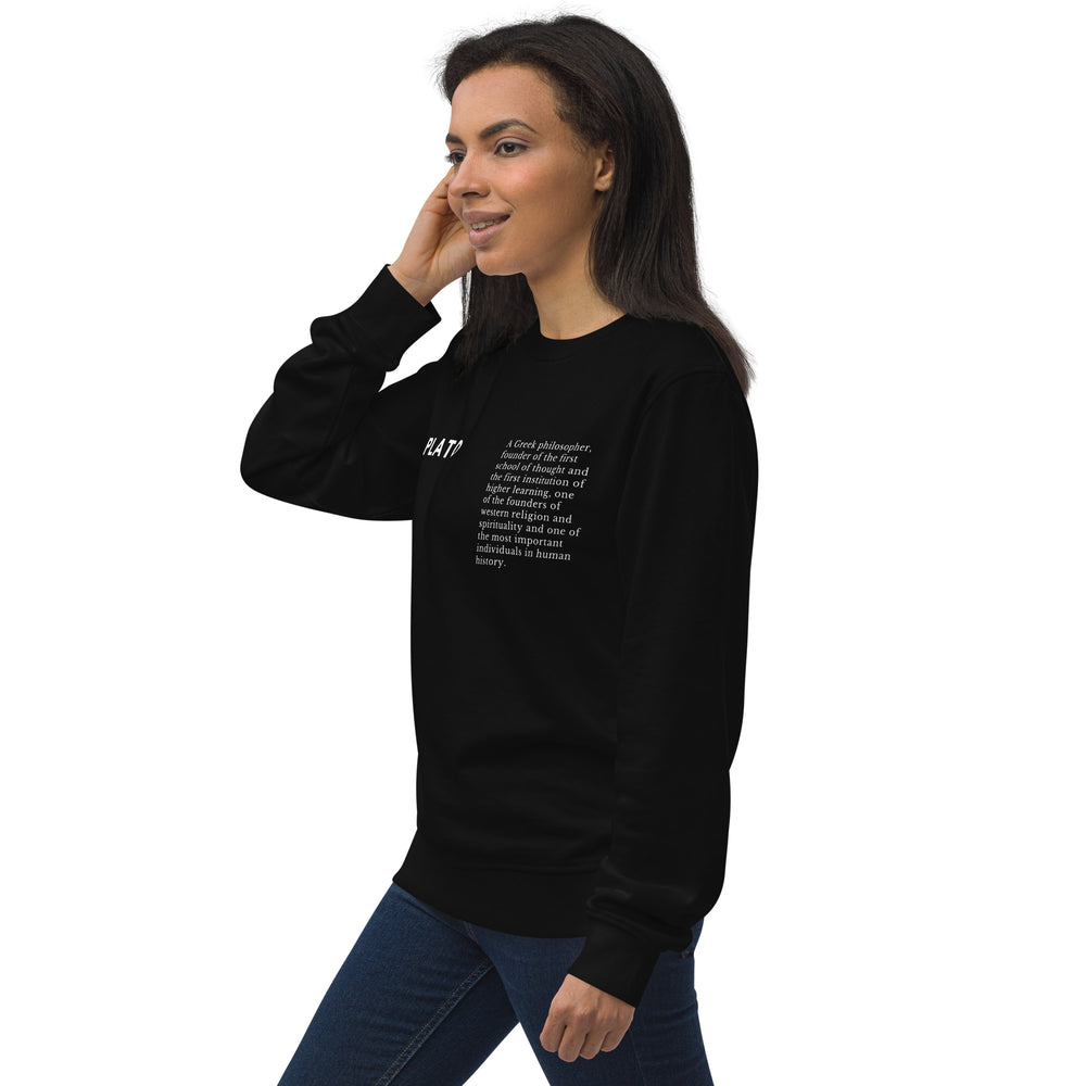 
                  
                    Plato Black organic sweatshirt | Plato Text Print
                  
                