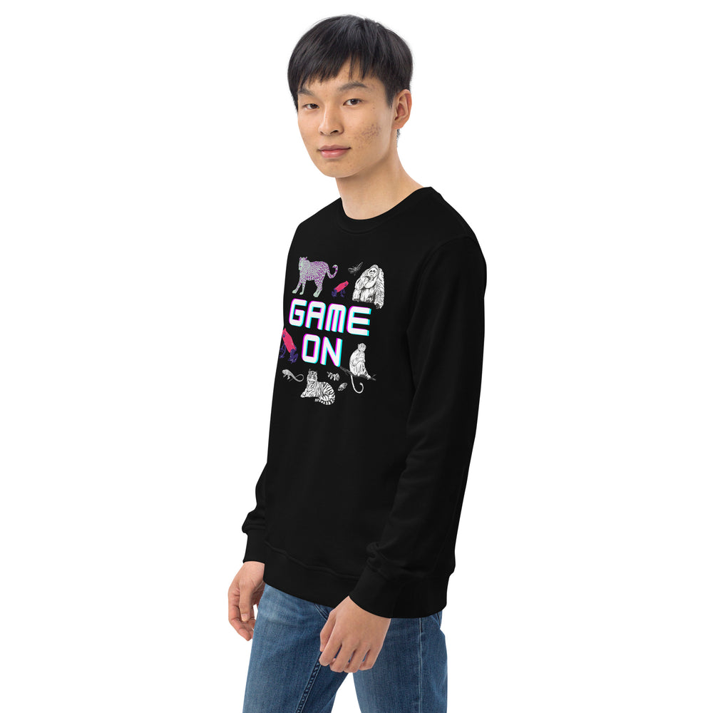 
                  
                    Game On Black Organic Sweatshirt | Sustainable Style for Gamers
                  
                