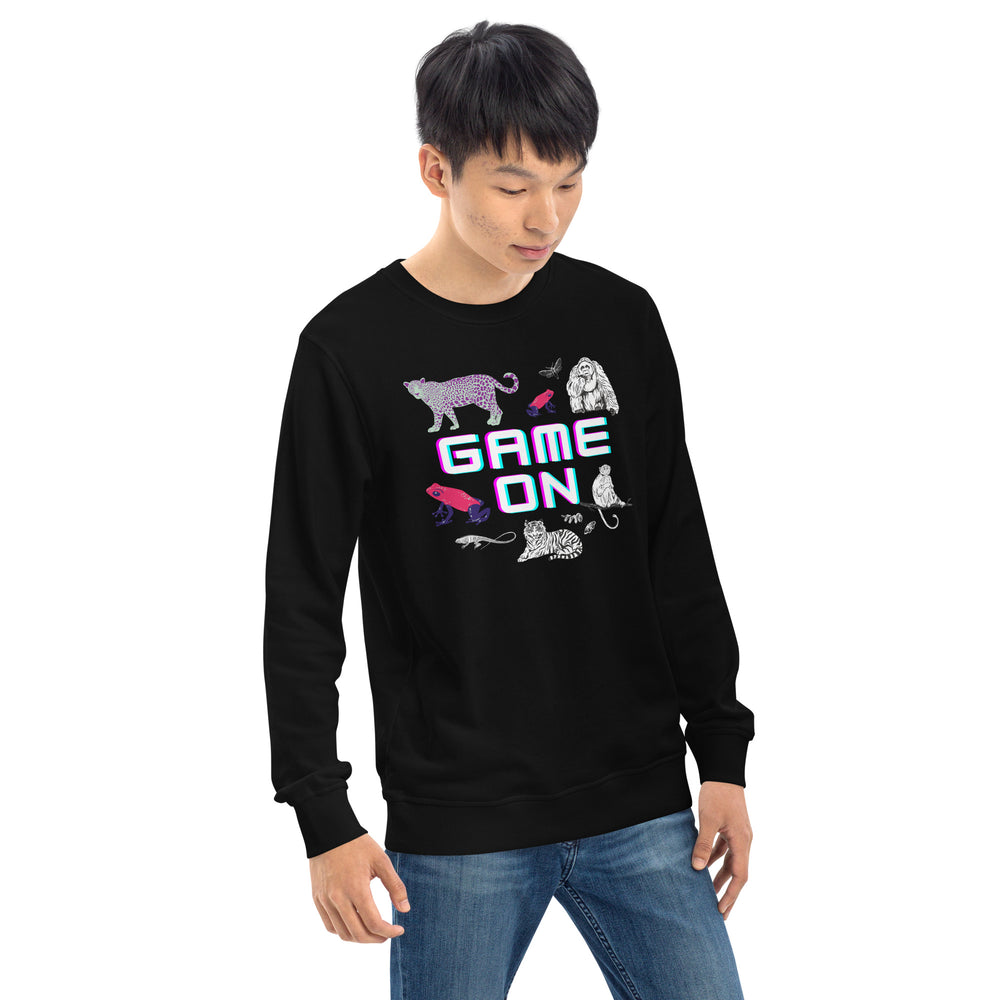 
                  
                    Game On Black Organic Sweatshirt | Sustainable Style for Gamers
                  
                