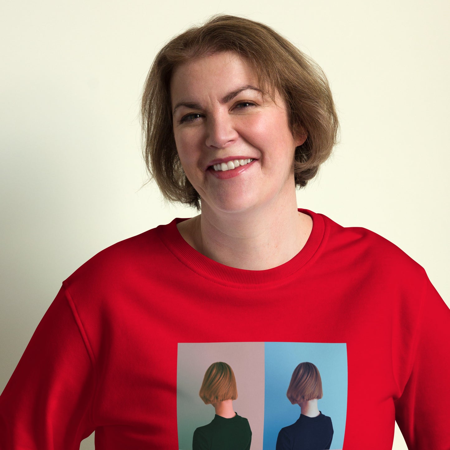 
                  
                    Vibrant Red Unisex Organic Red Sweatshirt | Unique Turned Heads Graphic
                  
                