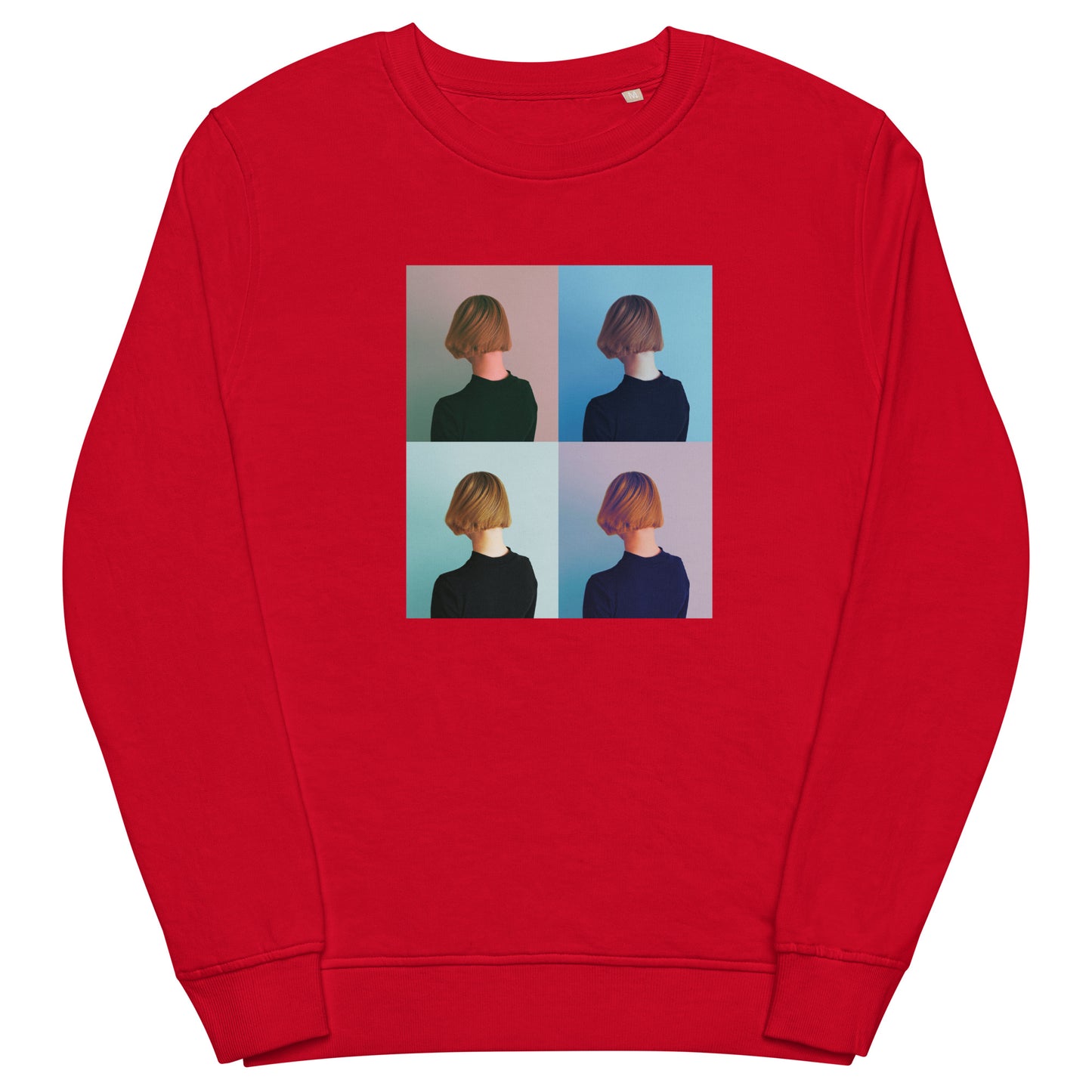 
                  
                    Vibrant Red Unisex Organic Red Sweatshirt | Unique Turned Heads Graphic
                  
                