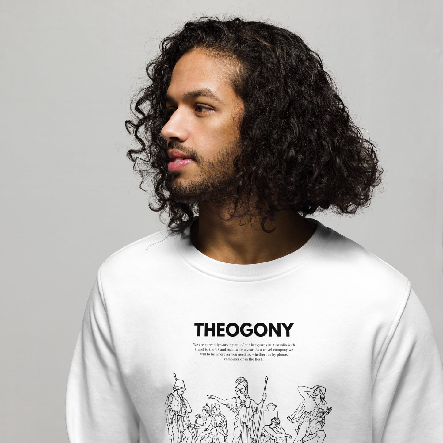 
                  
                    White Unisex organic sweatshirt | Ancient Greek Heroes Print
                  
                