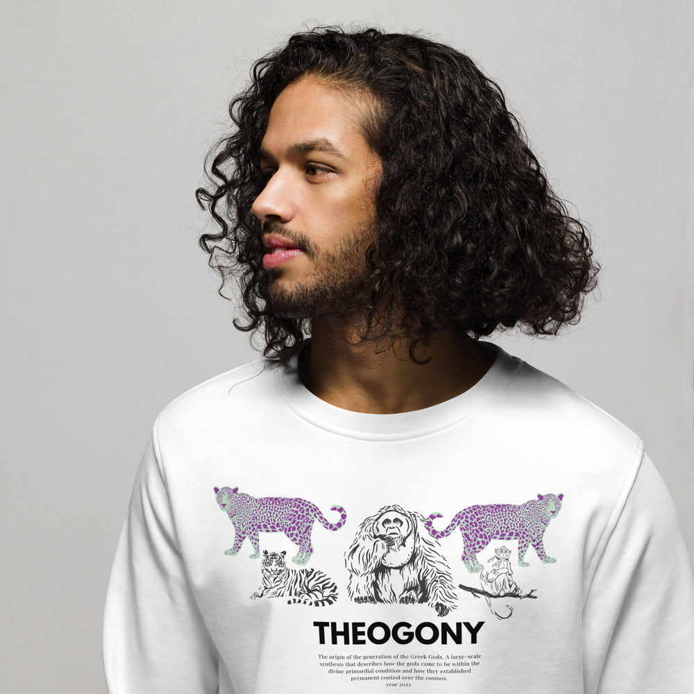 
                  
                    Jungle White Organic Sweatshirt | Sweatshirt with Jungle Animals Print
                  
                