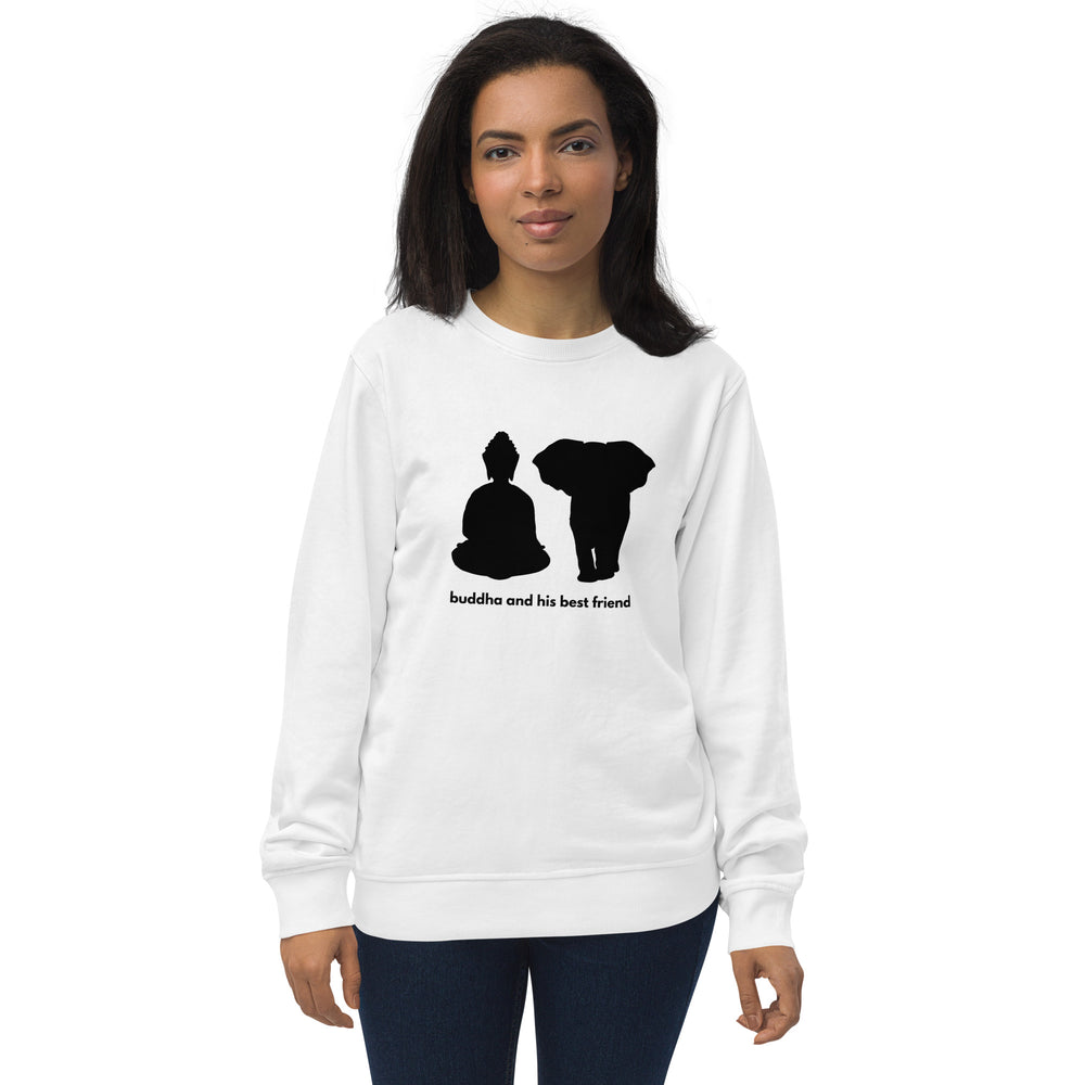 
                  
                    Buddha and his best friend | White Organic Sweatshirt
                  
                