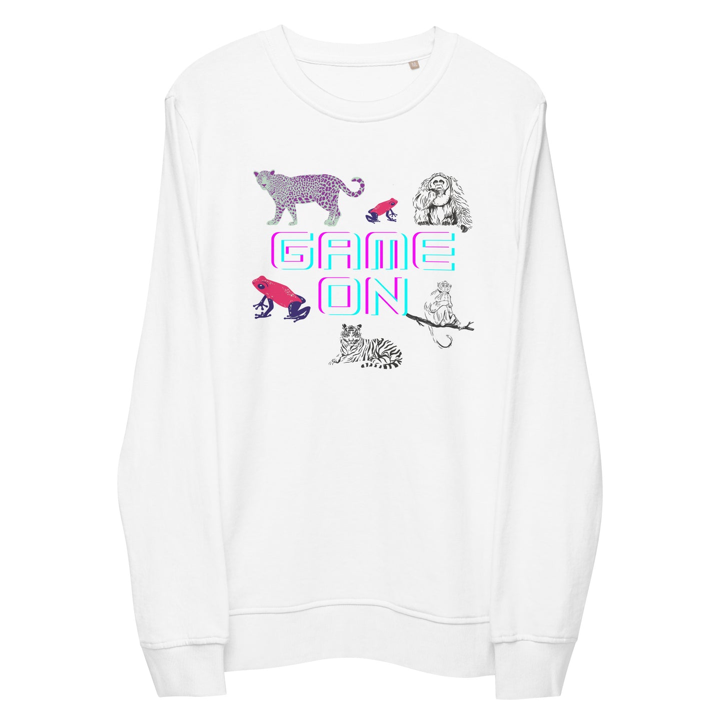 
                  
                    Unisex White organic sweatshirt | Vibrant Animals Print
                  
                