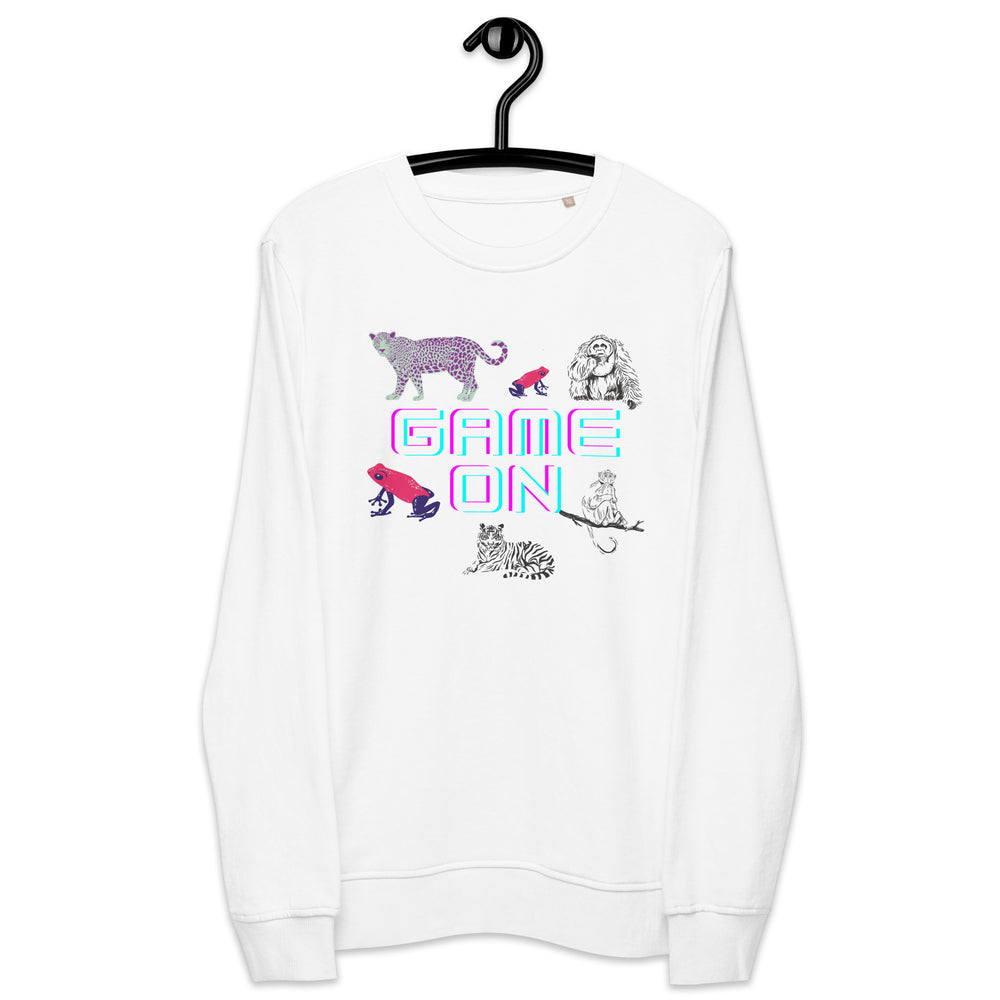 
                  
                    Unisex White organic sweatshirt | Vibrant Animals Print
                  
                