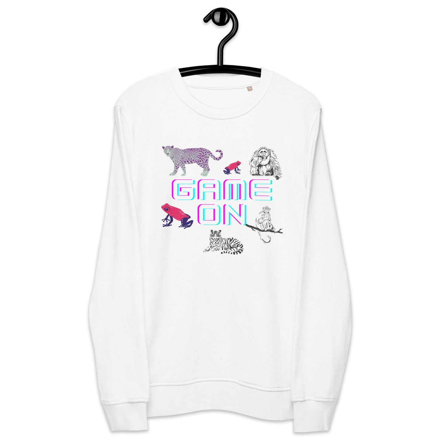 
                  
                    Unisex White organic sweatshirt | Vibrant Animals Print
                  
                