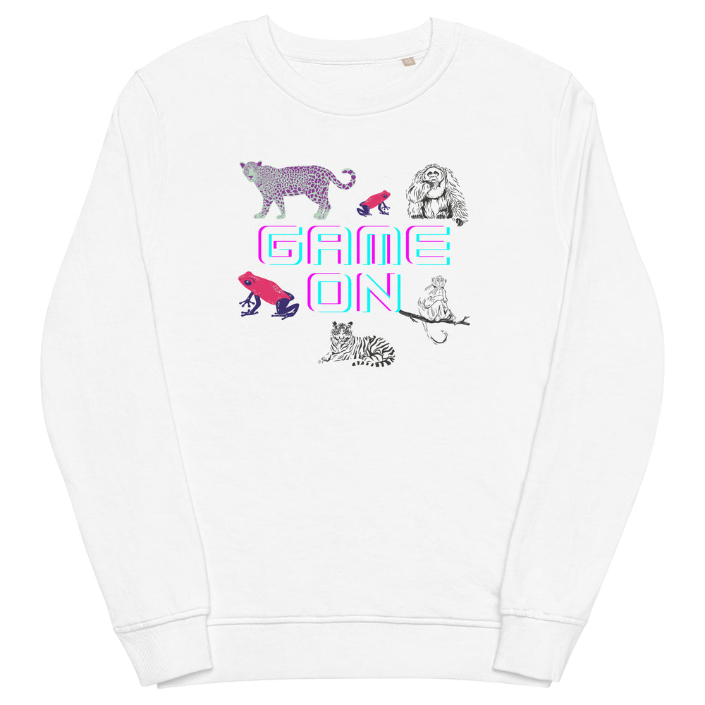 
                  
                    Unisex White organic sweatshirt | Vibrant Animals Print
                  
                