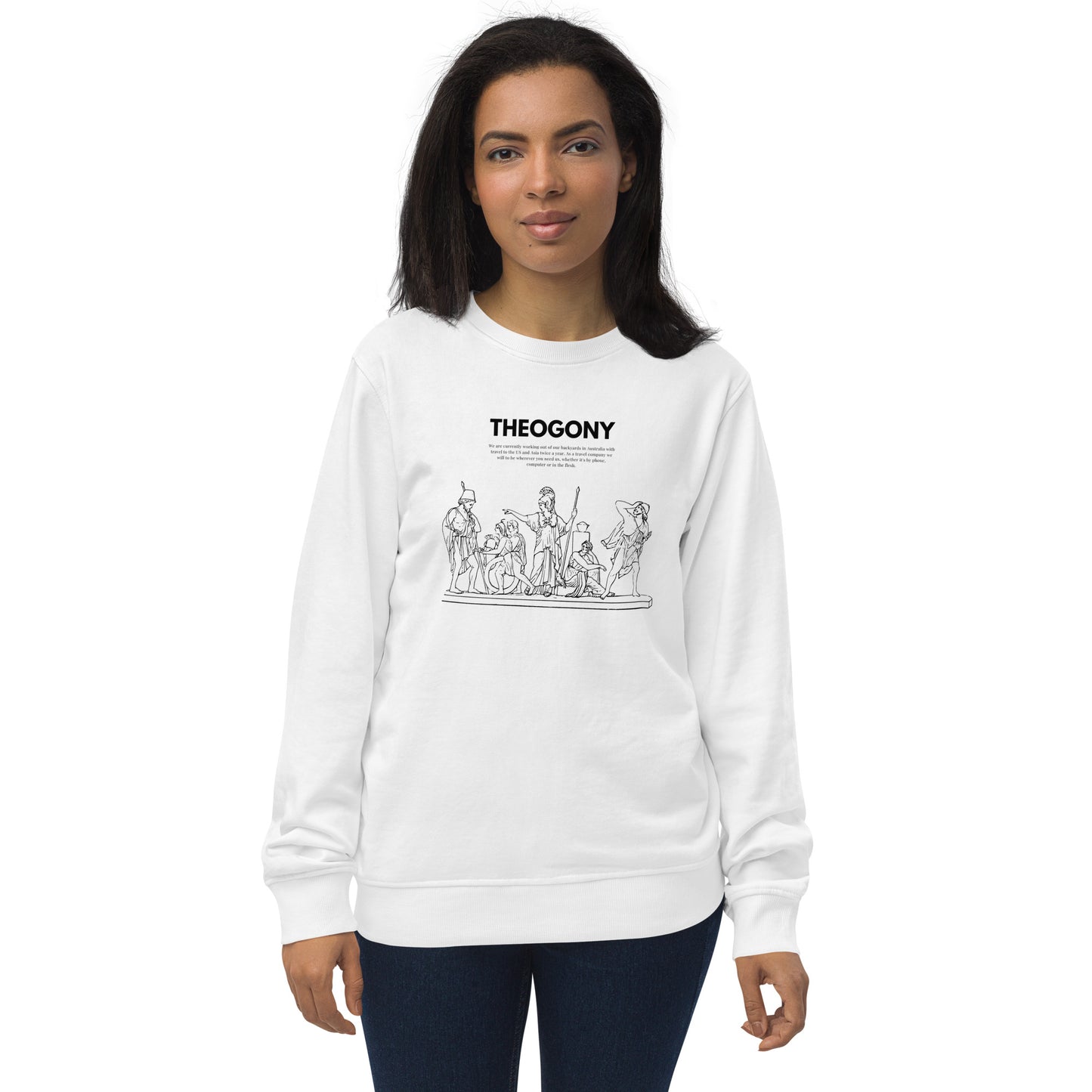 
                  
                    White Unisex organic sweatshirt | Ancient Greek Heroes Print
                  
                