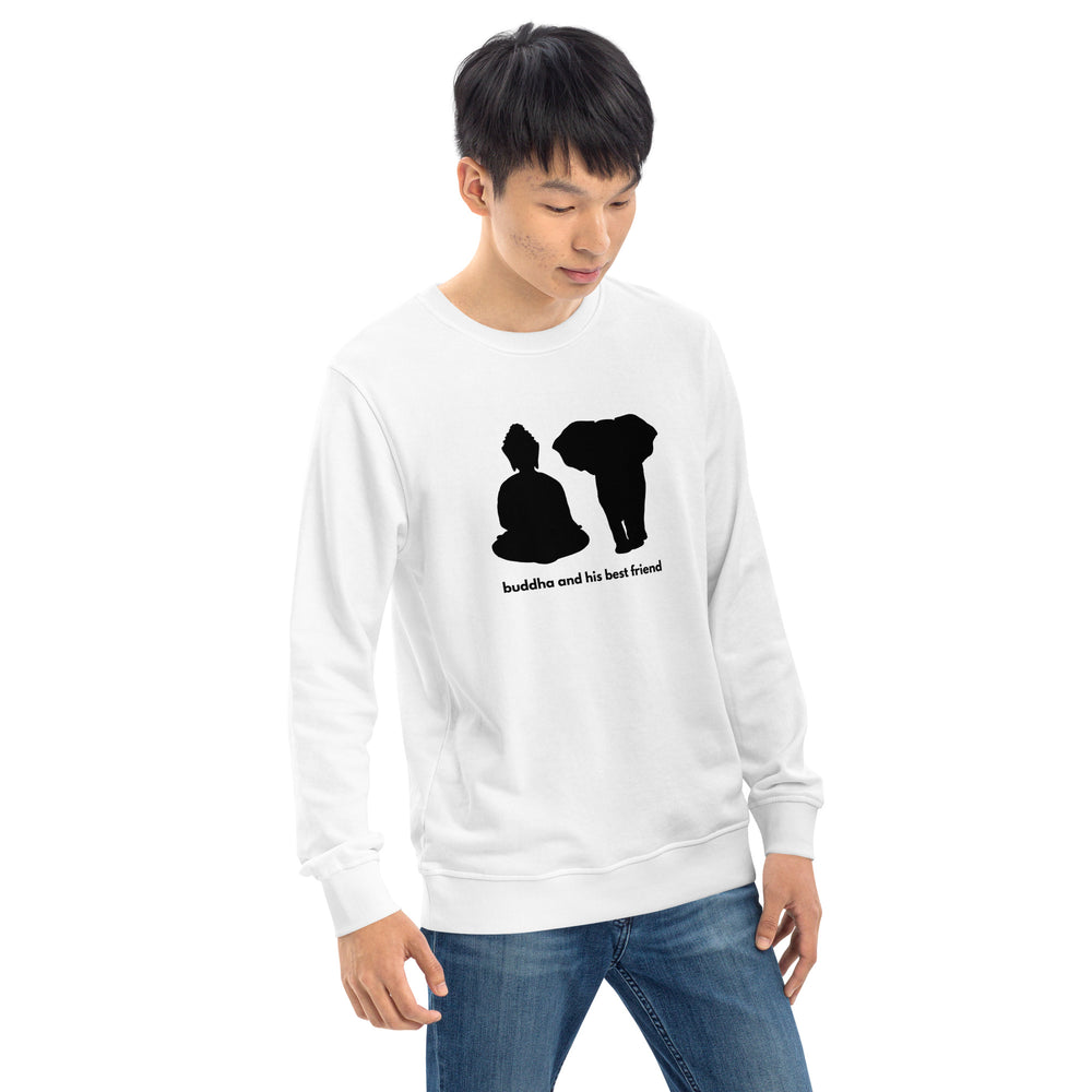 
                  
                    Buddha and his best friend | White Organic Sweatshirt
                  
                