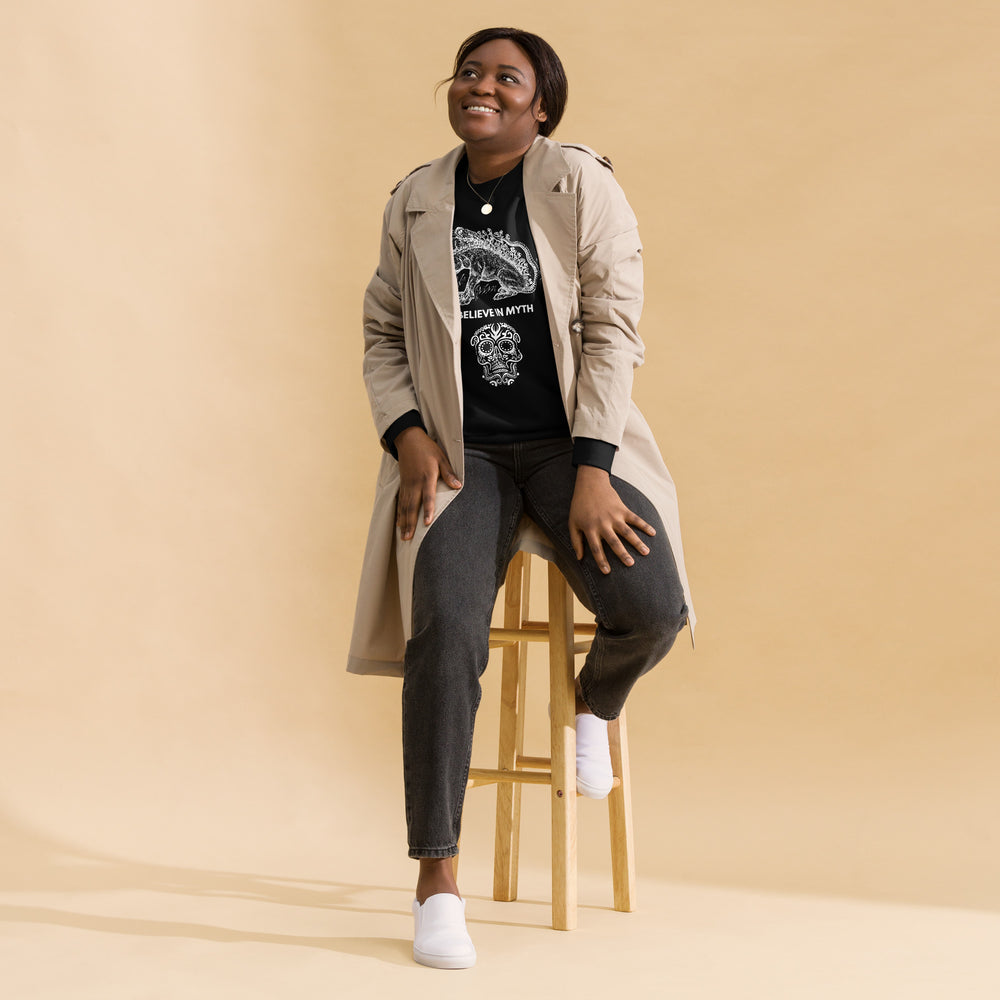 Believe In Myth Premium Black Sweatshirt | Stylish and Inspirational Sweatshirt with Quote