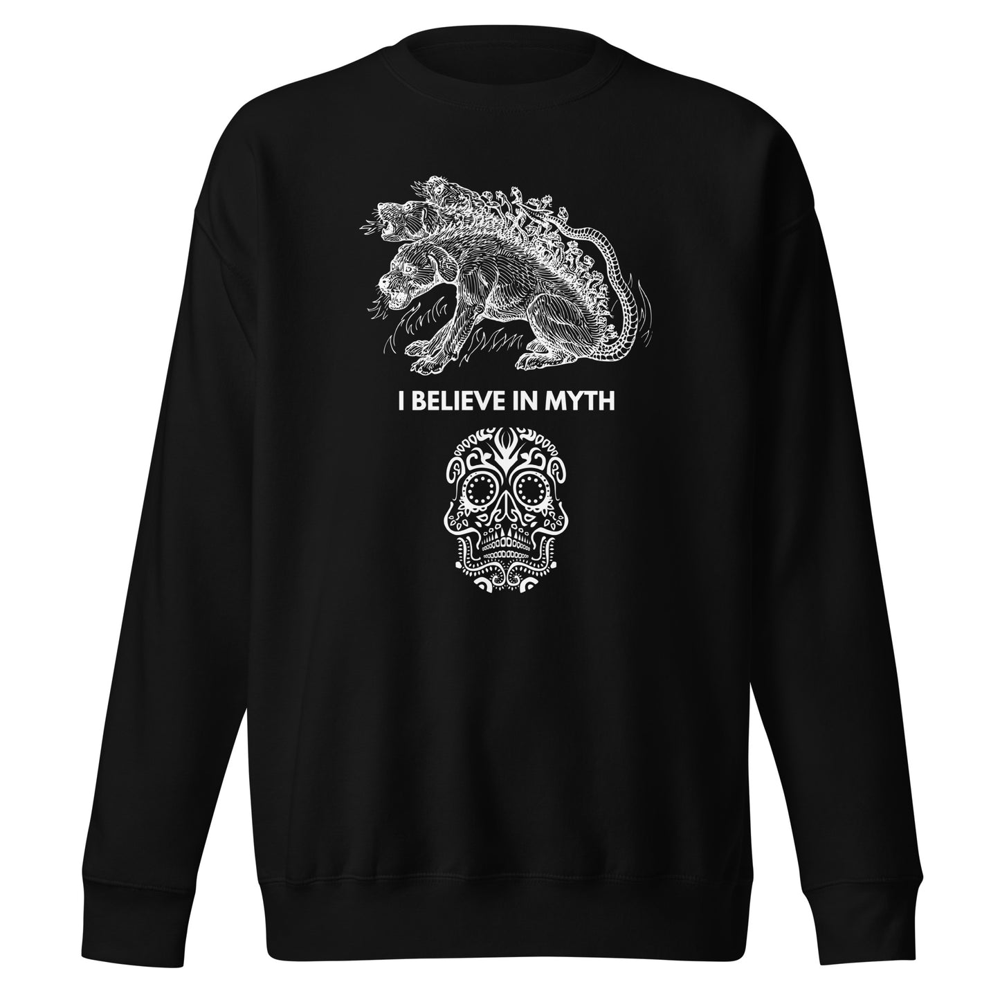 
                  
                    Believe In Myth Premium Black Sweatshirt | Stylish and Inspirational Sweatshirt with Quote
                  
                