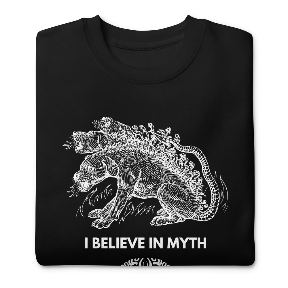 Believe In Myth Premium Black Sweatshirt | Stylish and Inspirational Sweatshirt with Quote