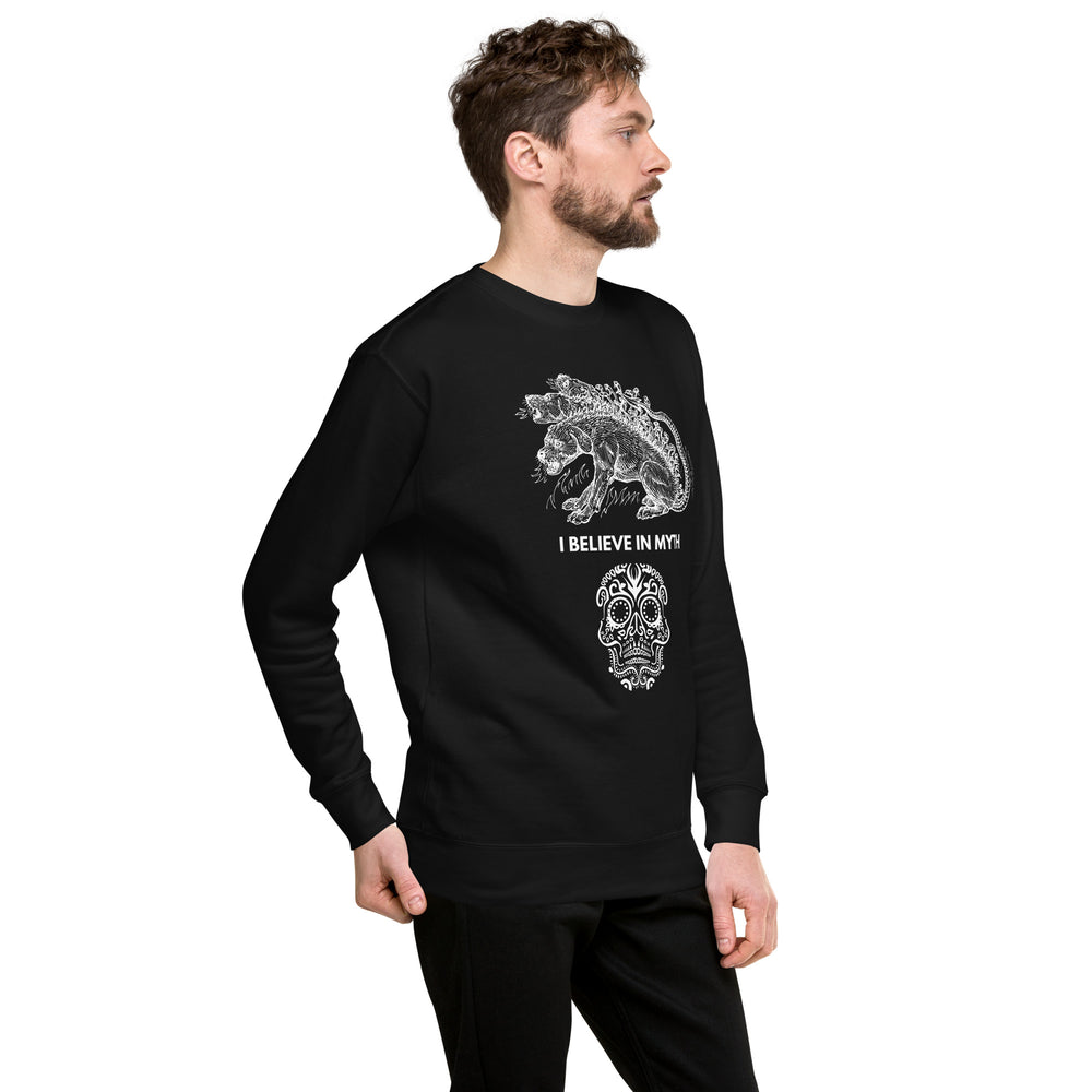 Believe In Myth Premium Black Sweatshirt | Stylish and Inspirational Sweatshirt with Quote