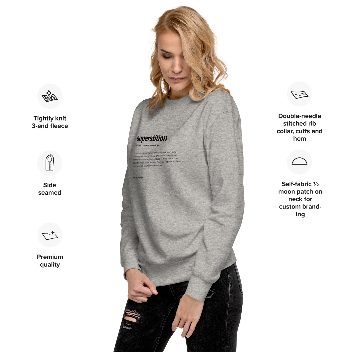 
                  
                    Superstition Grey Sweatshirt | Luxurious Comfort and Stylish Design
                  
                