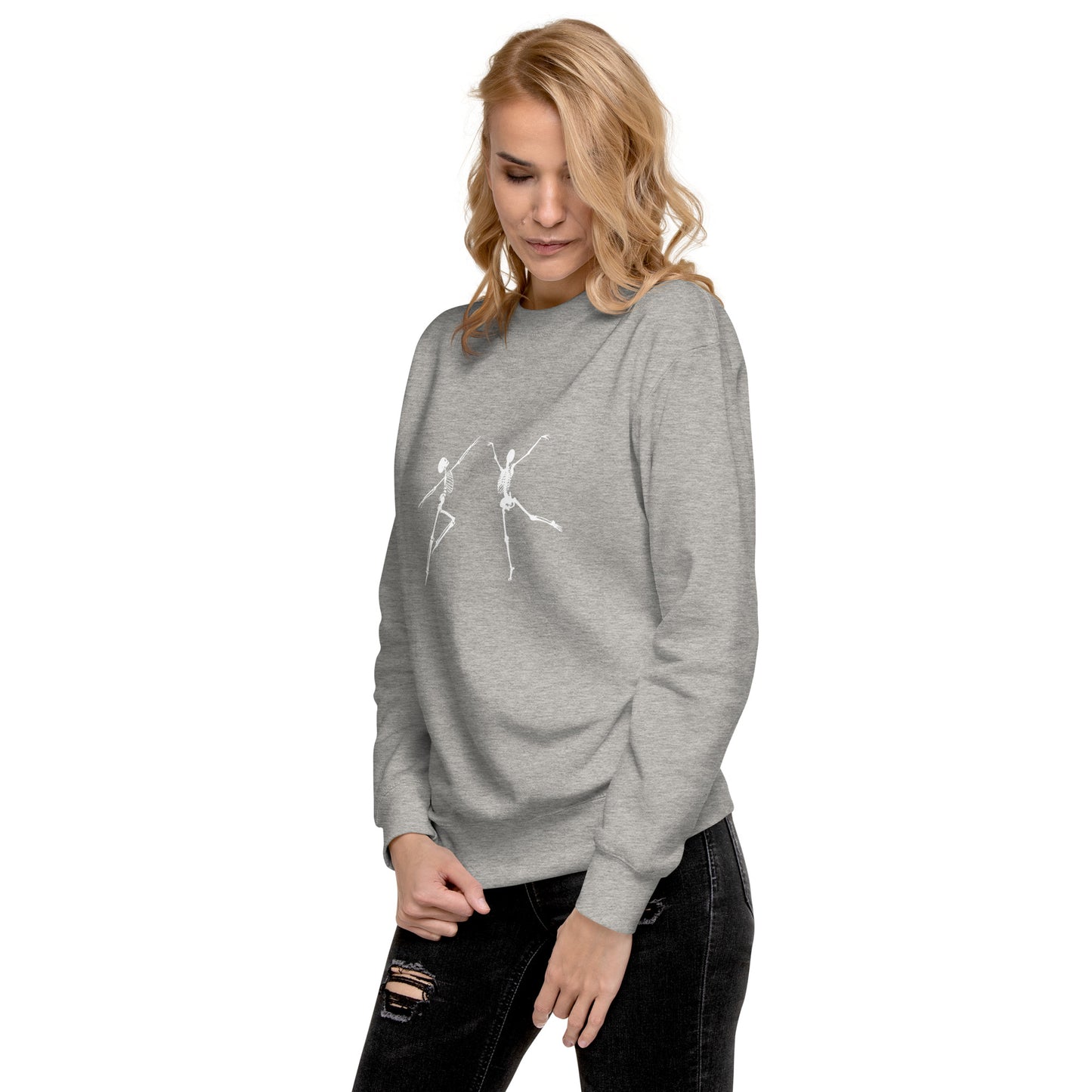 
                  
                    Grey Unisex Premium Sweatshirt | Dancing Skeletons Print
                  
                