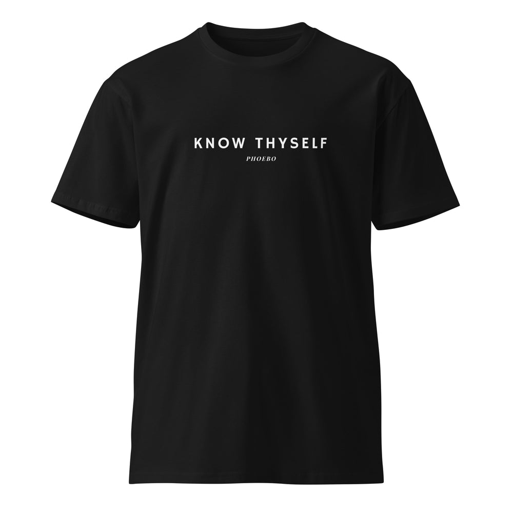 
                  
                    Black Unisex premium t-shirt | Know Thyself Print
                  
                