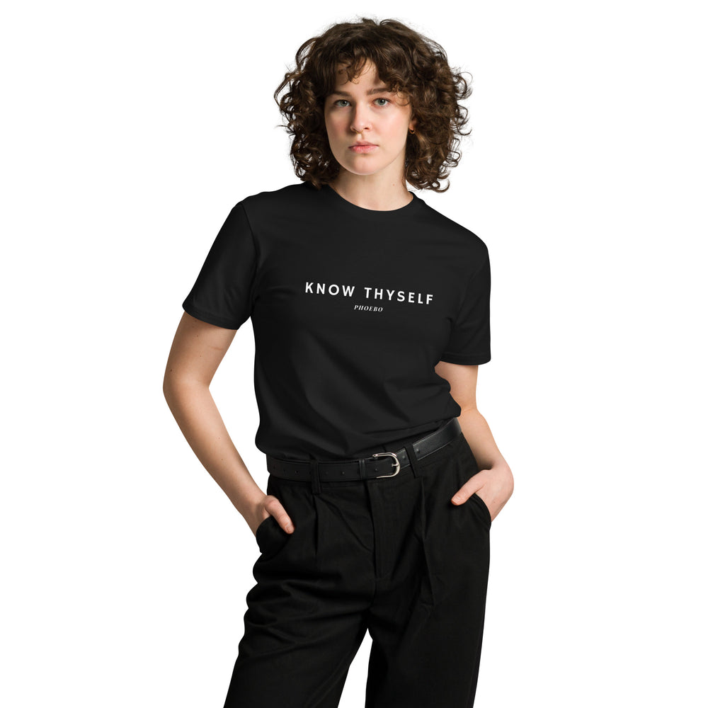 
                  
                    Black Unisex premium t-shirt | Know Thyself Print
                  
                