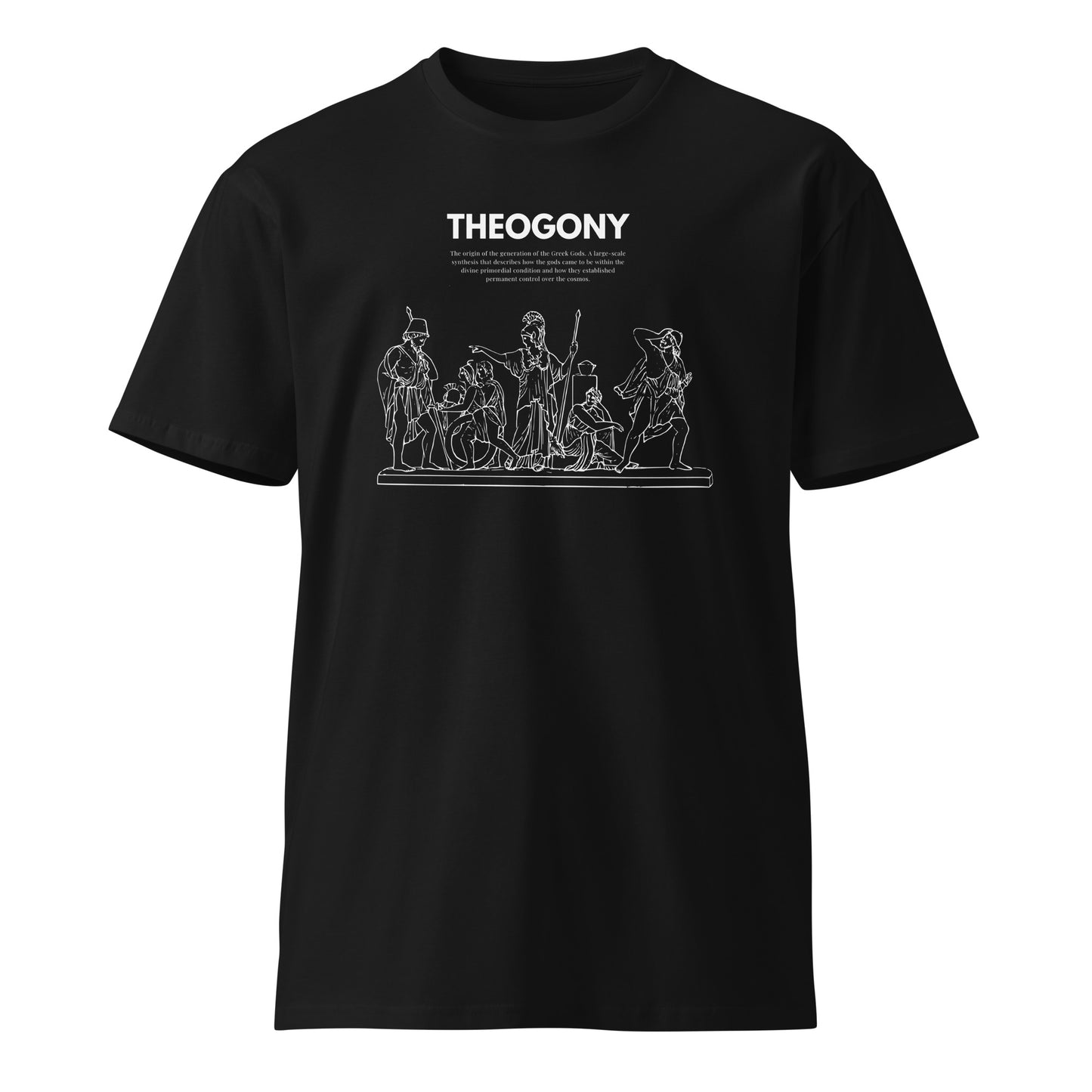 
                  
                    Theogony Black premium t-shirt | Ancient Greek Heroes Print
                  
                