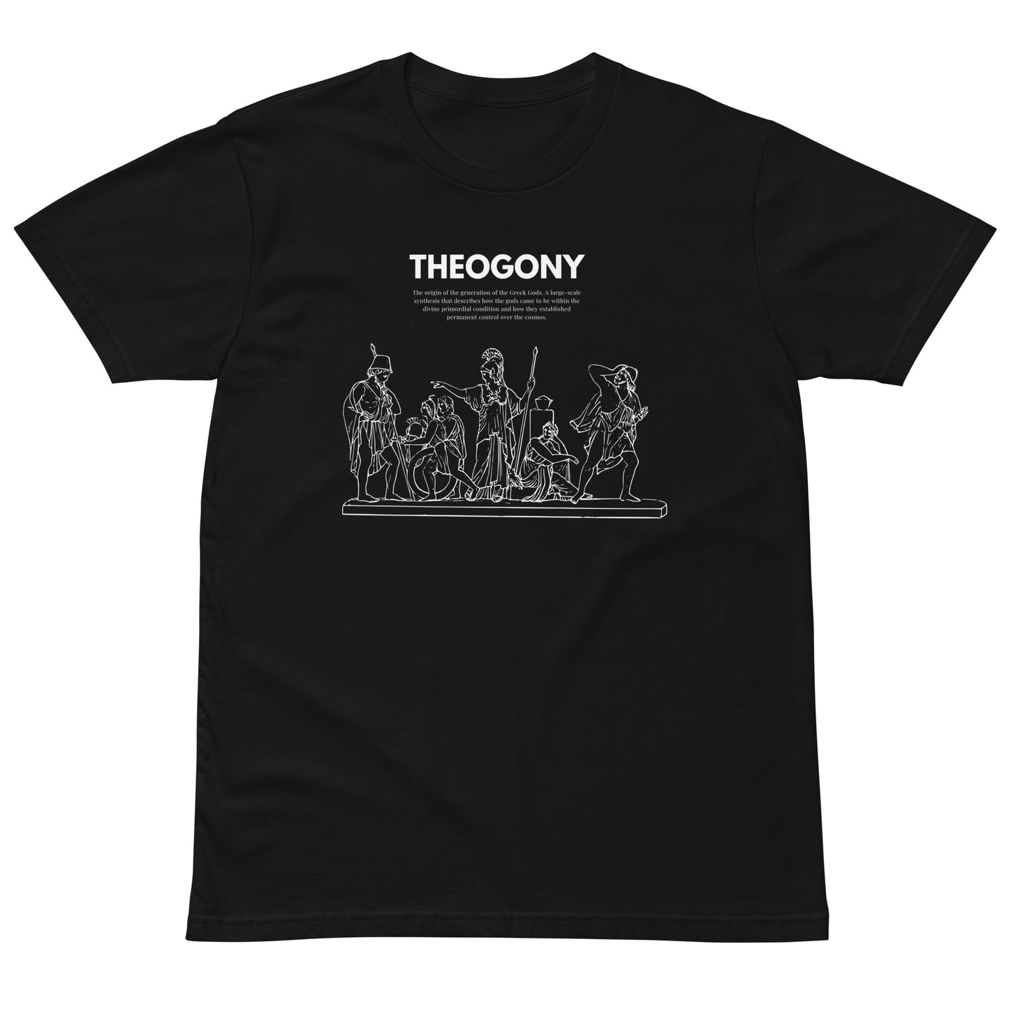 
                  
                    Theogony Black premium t-shirt | Ancient Greek Heroes Print
                  
                