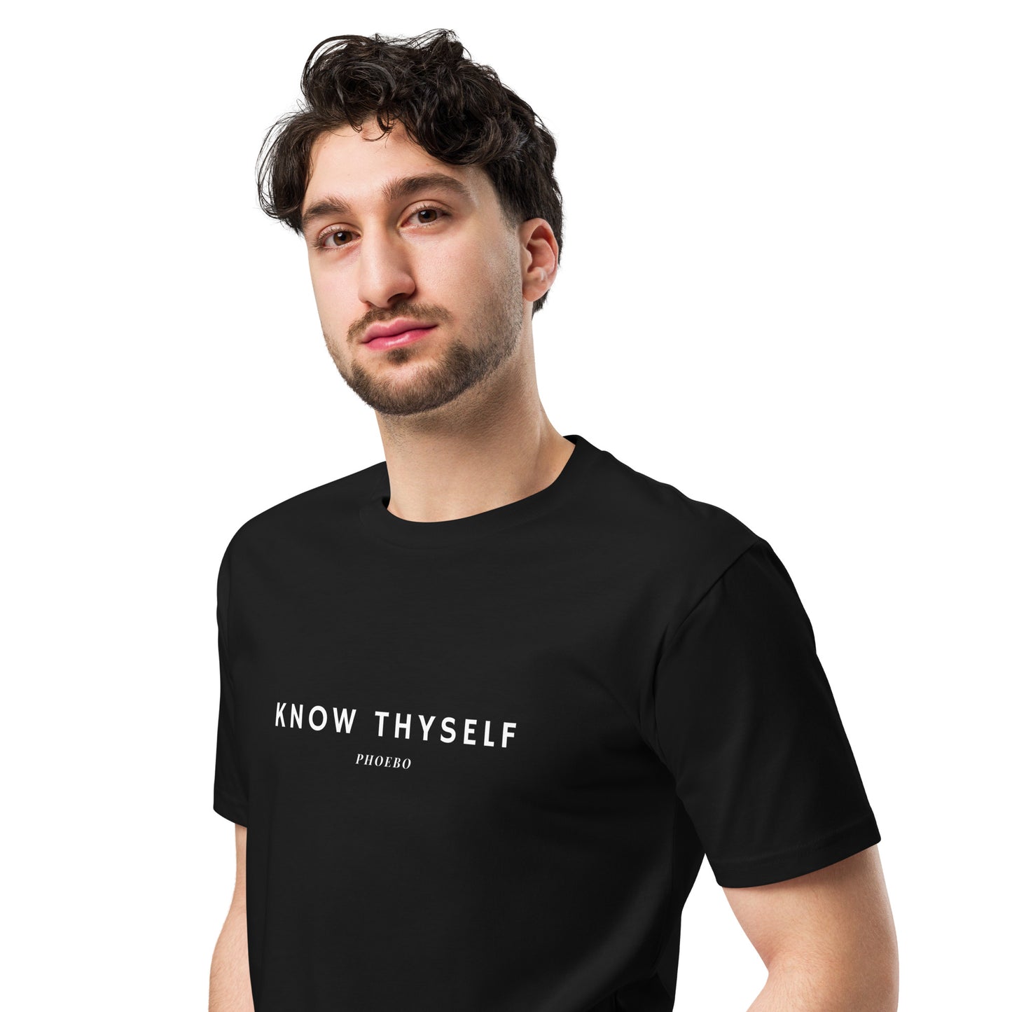 
                  
                    Black Unisex premium t-shirt | Know Thyself Print
                  
                