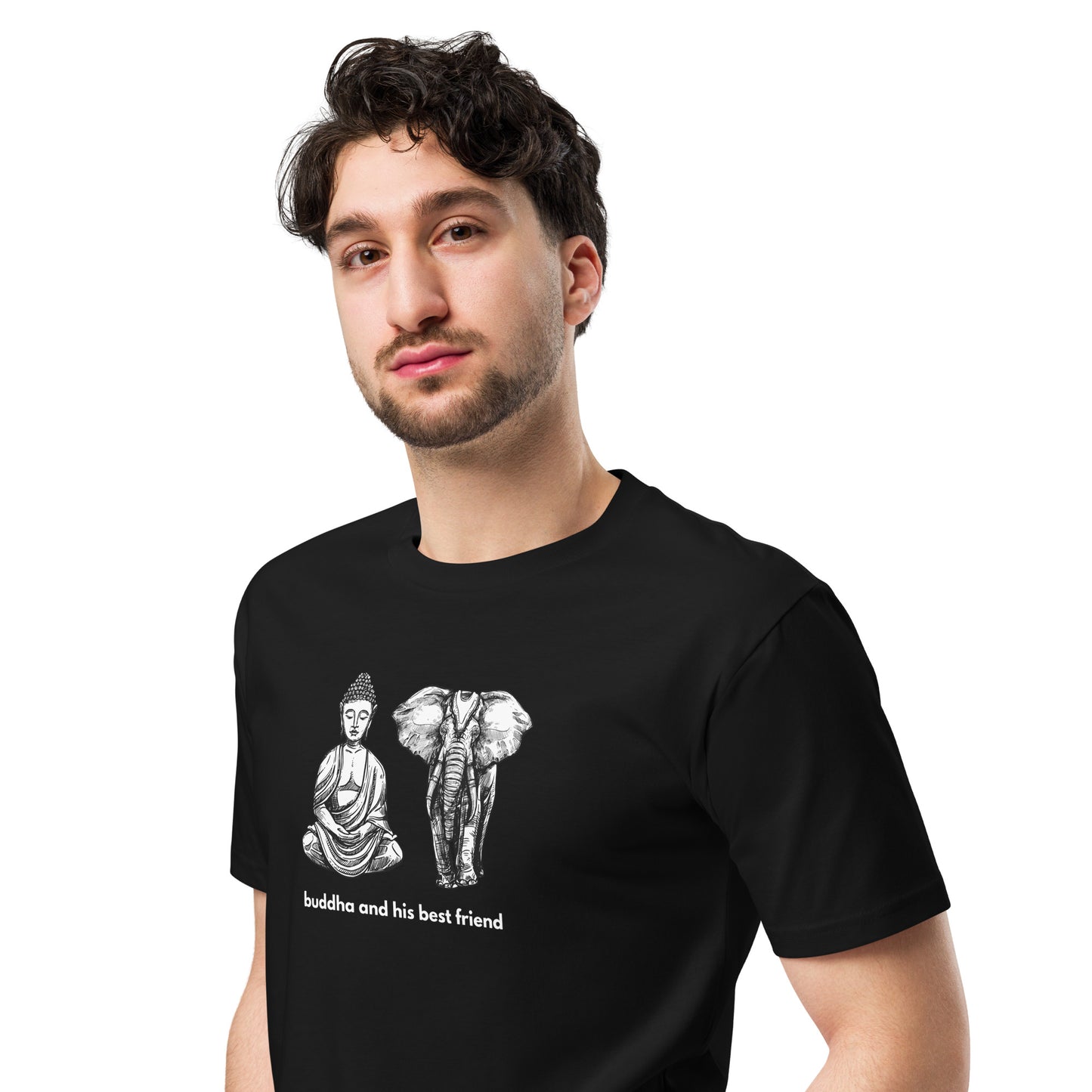 
                  
                    Buddha and his best friend | Black Unisex premium T-shirt
                  
                