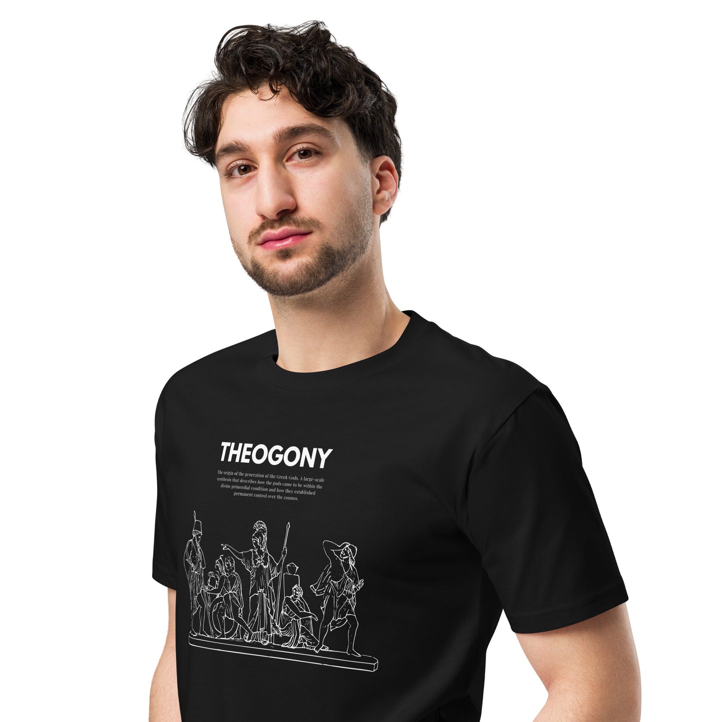
                  
                    Theogony Black premium t-shirt | Ancient Greek Heroes Print
                  
                