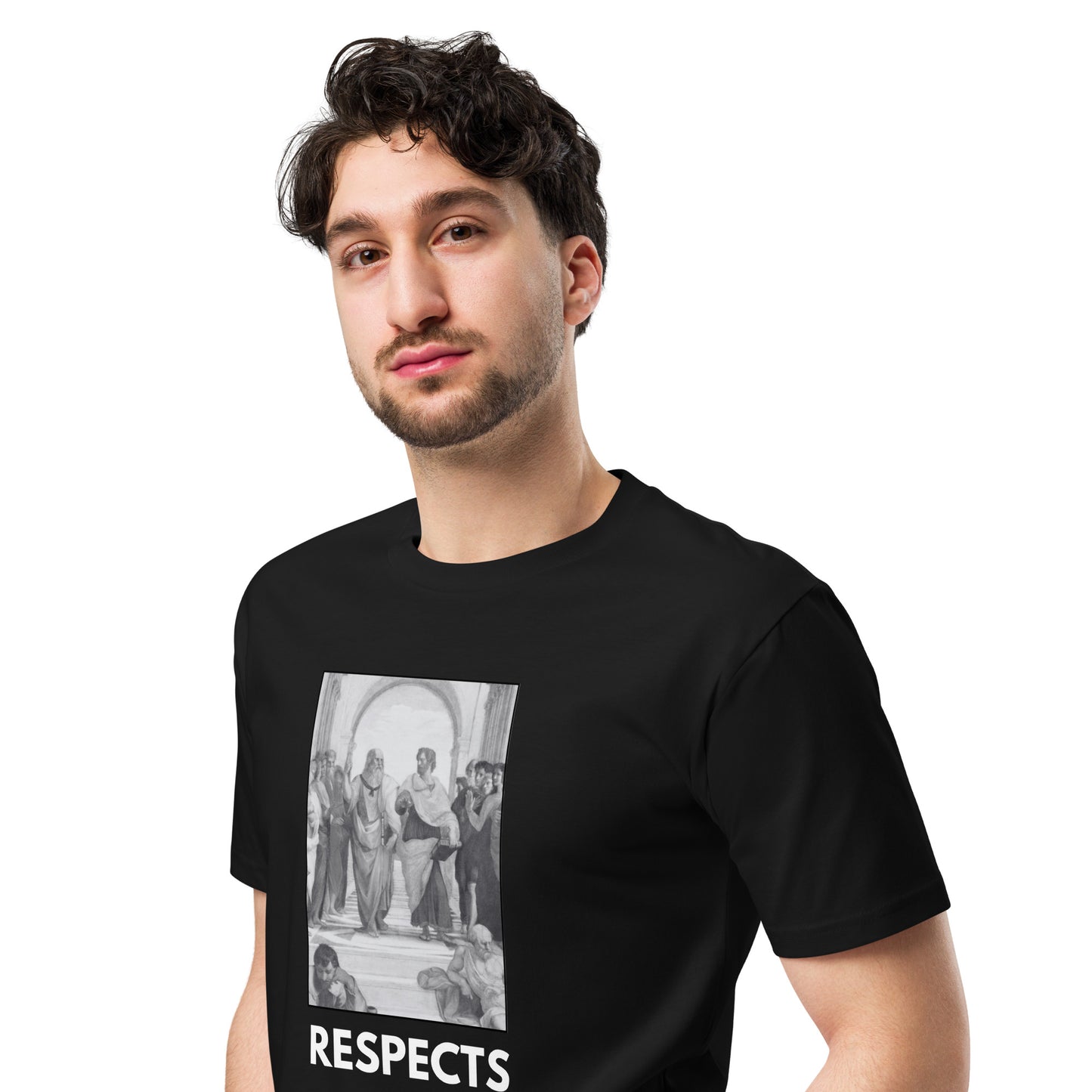 
                  
                    Respects Premium T-shirt | School of Plato Print
                  
                