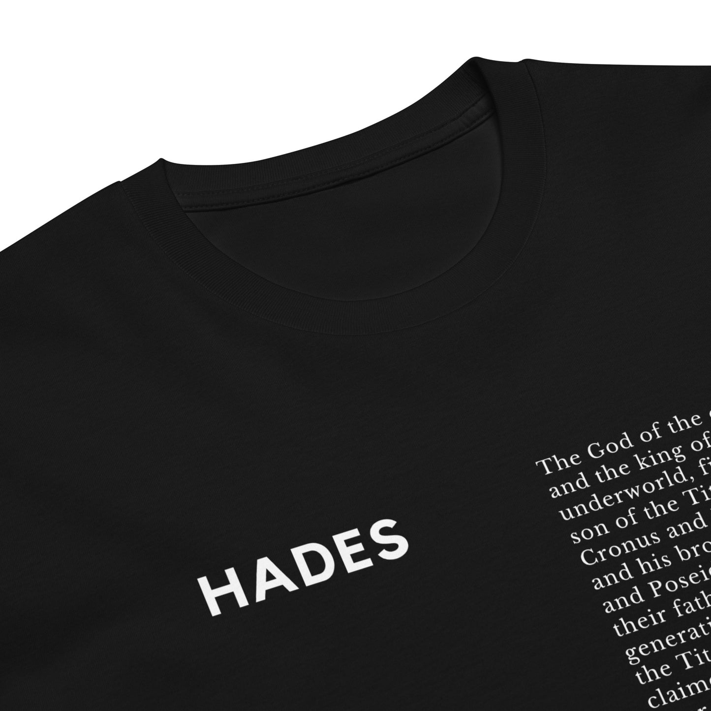 
                  
                    Black Unisex t-shirt with HADES print | Mythology Enthusiasts
                  
                