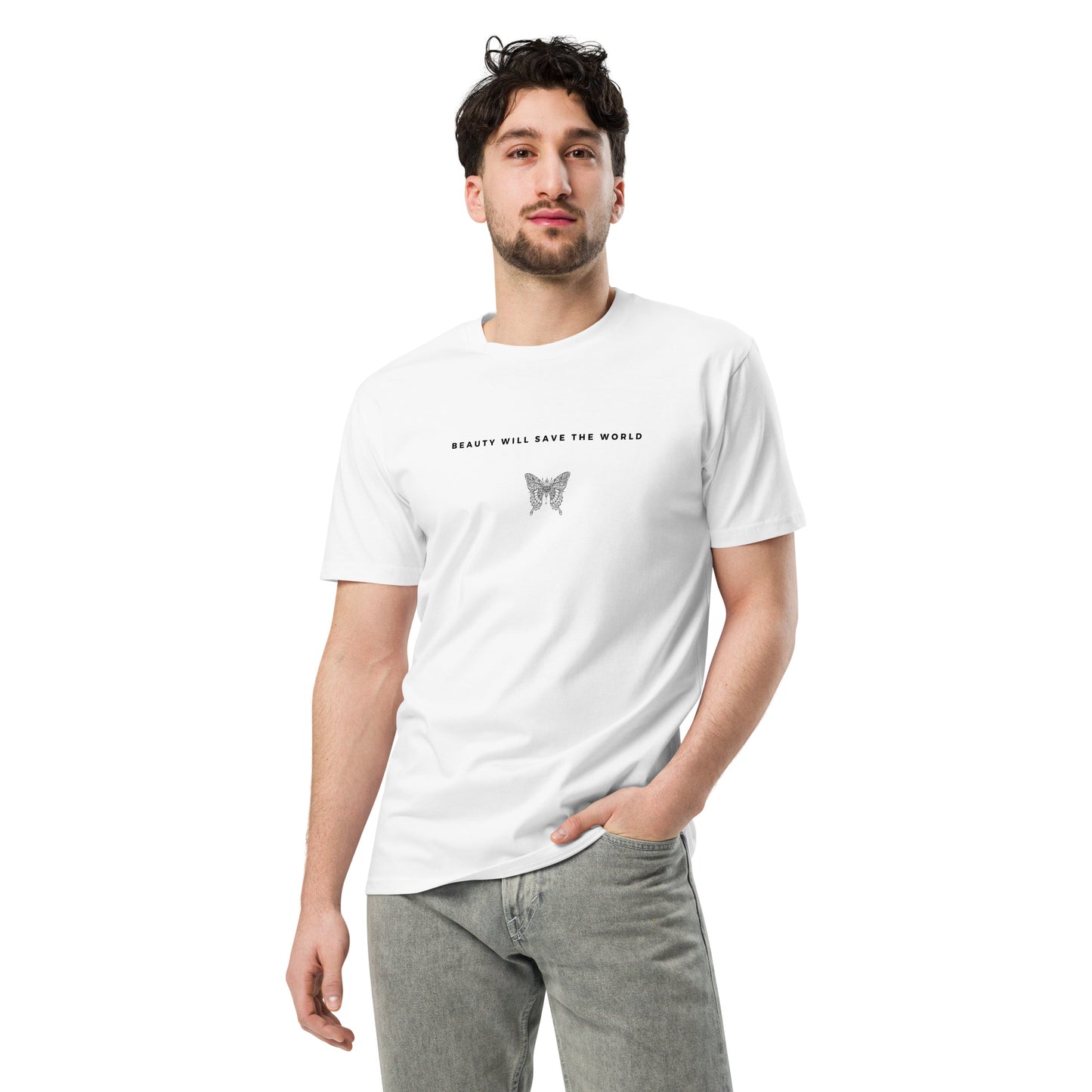 
                  
                    Unisex White premium t-shirt | Soft Fleece Comfort with Inspirational Print
                  
                