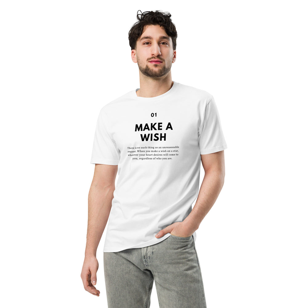 
                  
                    White Unisex premium t-shirt | MAKE A WISH Print
                  
                