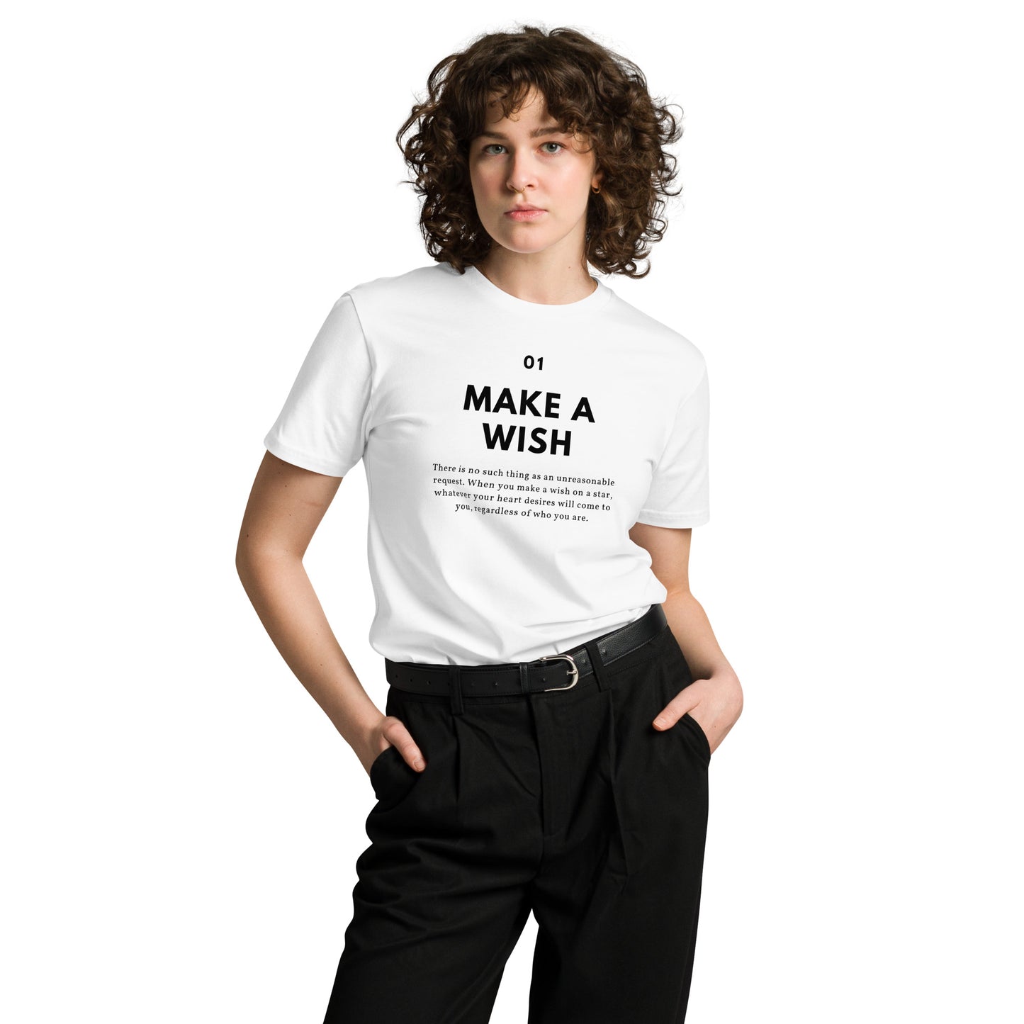 
                  
                    White Unisex premium t-shirt | MAKE A WISH Print
                  
                