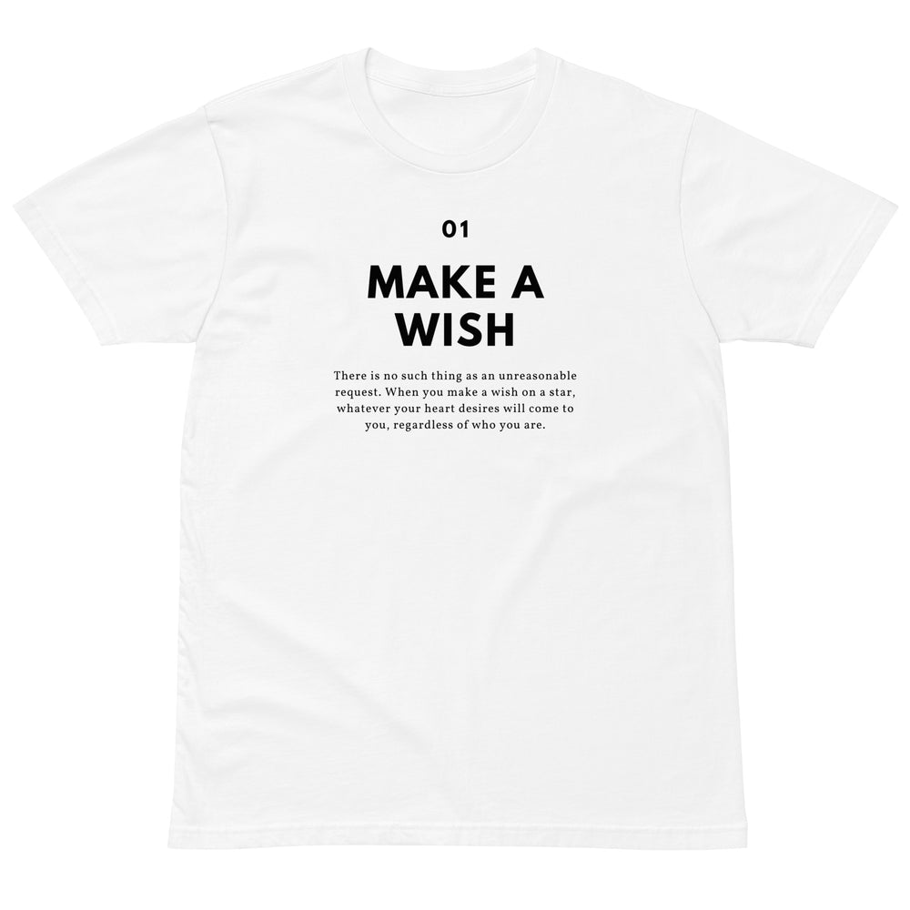 
                  
                    White Unisex premium t-shirt | MAKE A WISH Print
                  
                